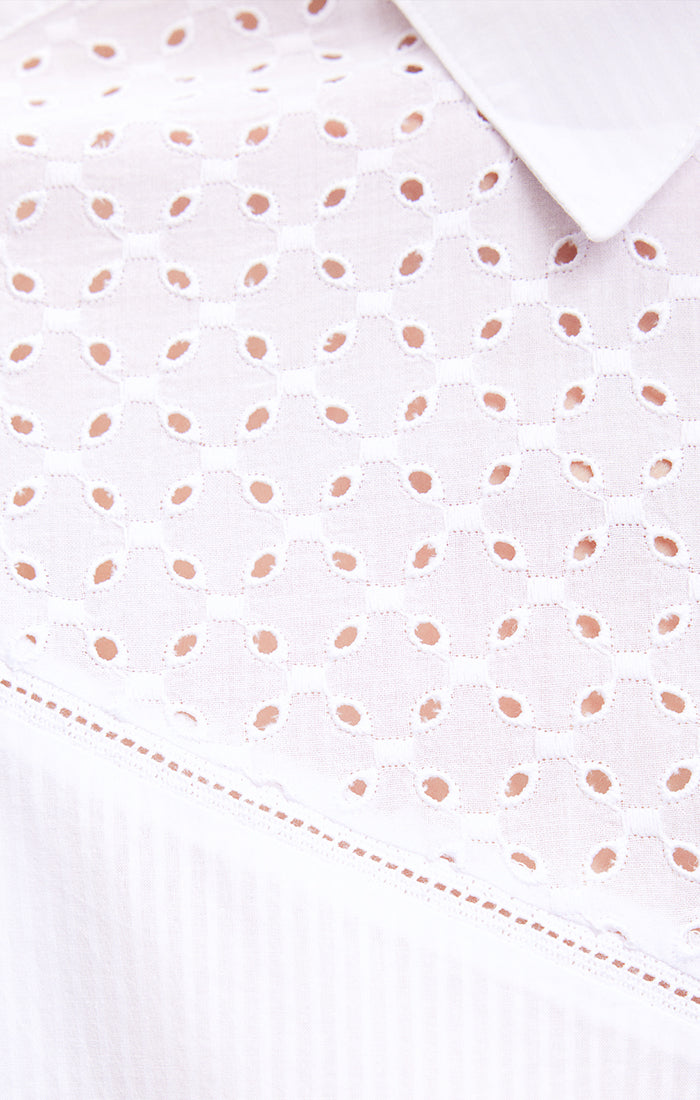 LACE DETAIL BUTTON-UP SHIRT IN WHITE - Mavi Jeans