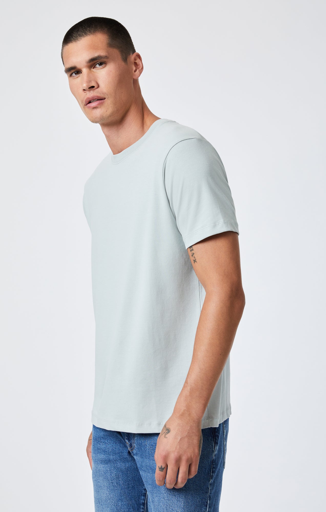 CREW NECK T-SHIRT IN SLATE GREY NATURAL DYE - Mavi Jeans