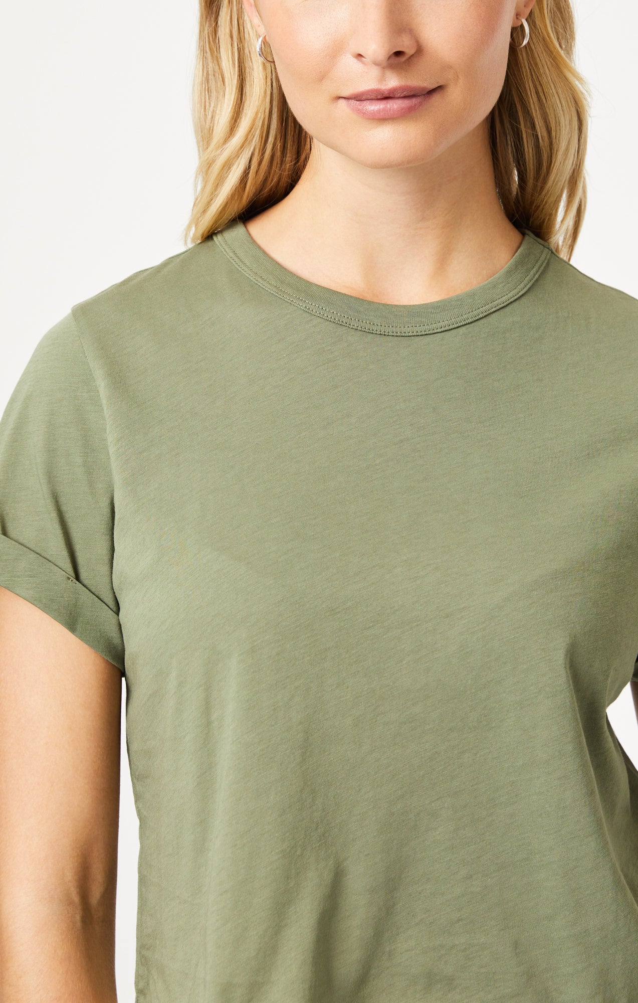 CROPPED T-SHIRT IN DEEP LICHEN GREEN - Mavi Jeans