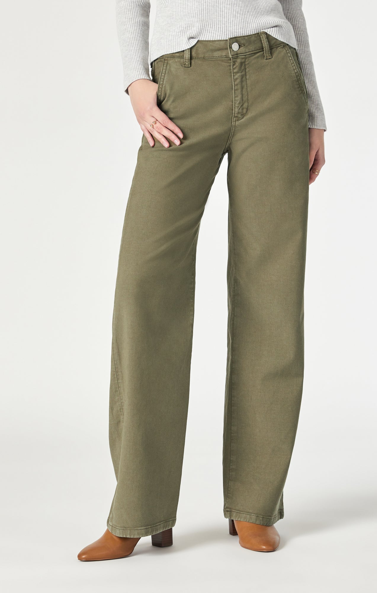 MIRACLE WIDE LEG IN KHAKI GREEN LUXE TWILL - Mavi Jeans