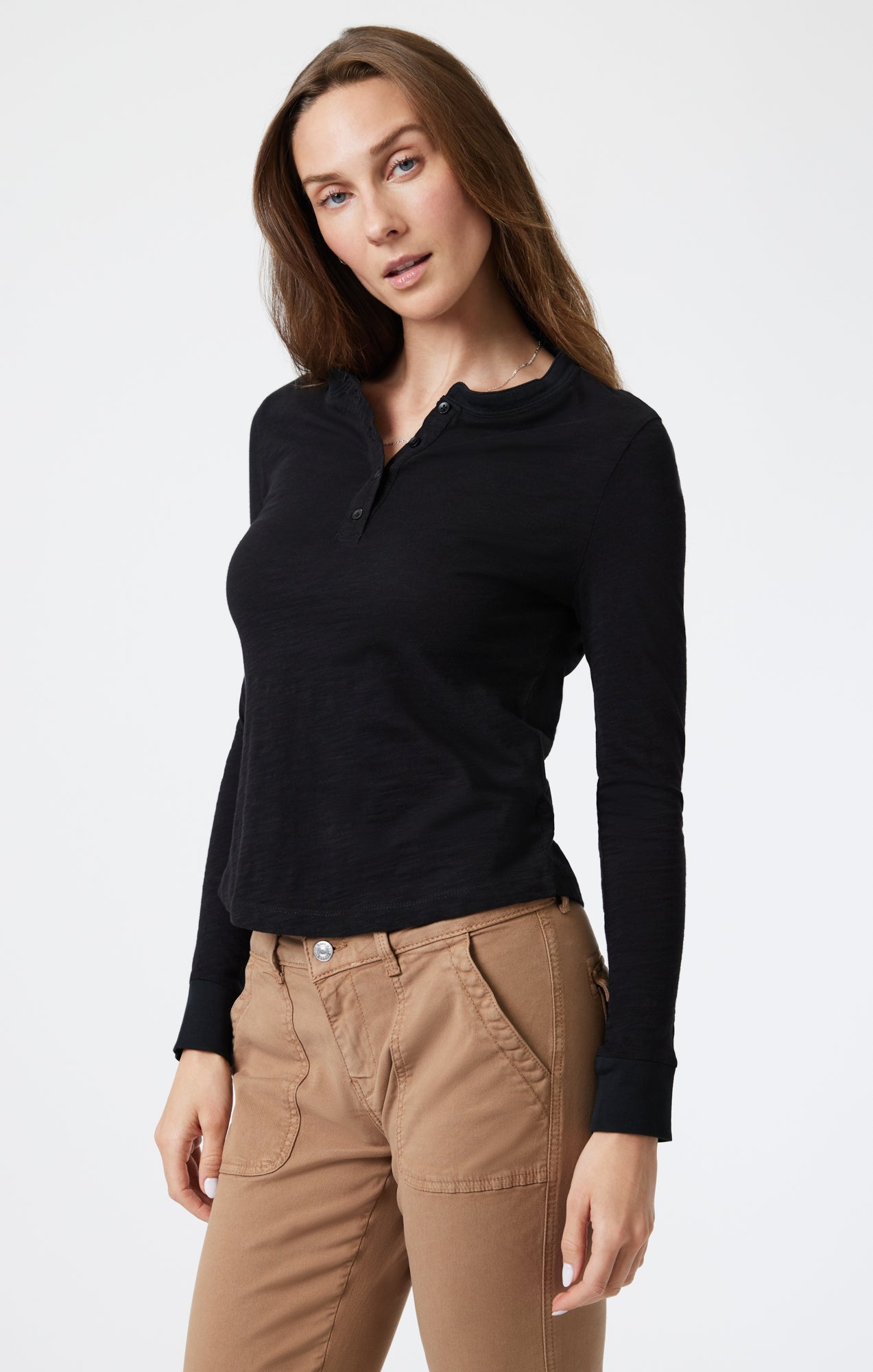 HENLEY T-SHIRT IN BLACK - Mavi Jeans
