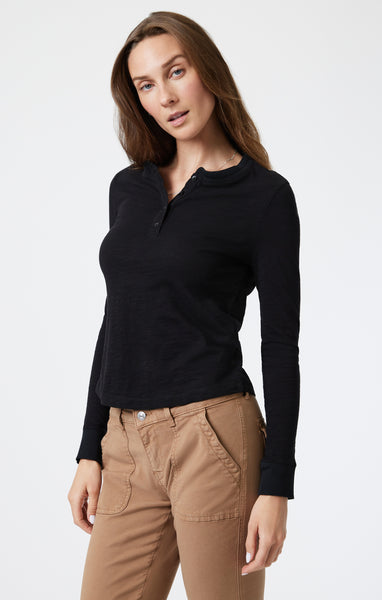 トップス Henley Mavi Women's Henley T-Shirt In Black