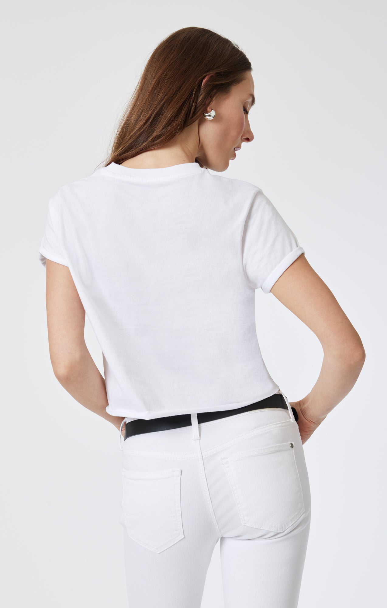 WOMEN'S SHORT SLEEVE CROP T-SHIRT IN WHITE - Mavi Jeans