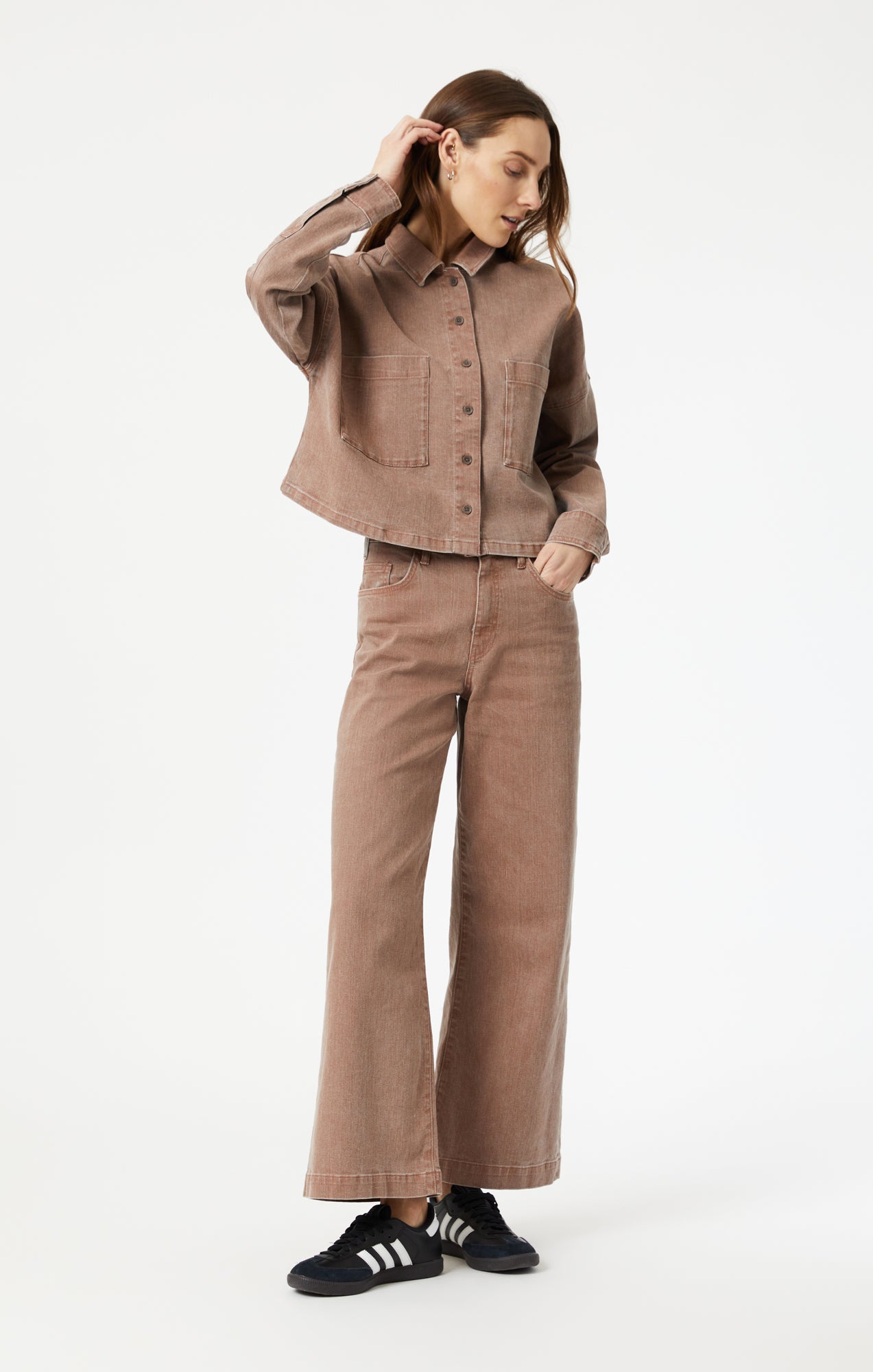 Mavi Women's Vivi Crop Long Sleeve Shirt In Rose Natural Dye
