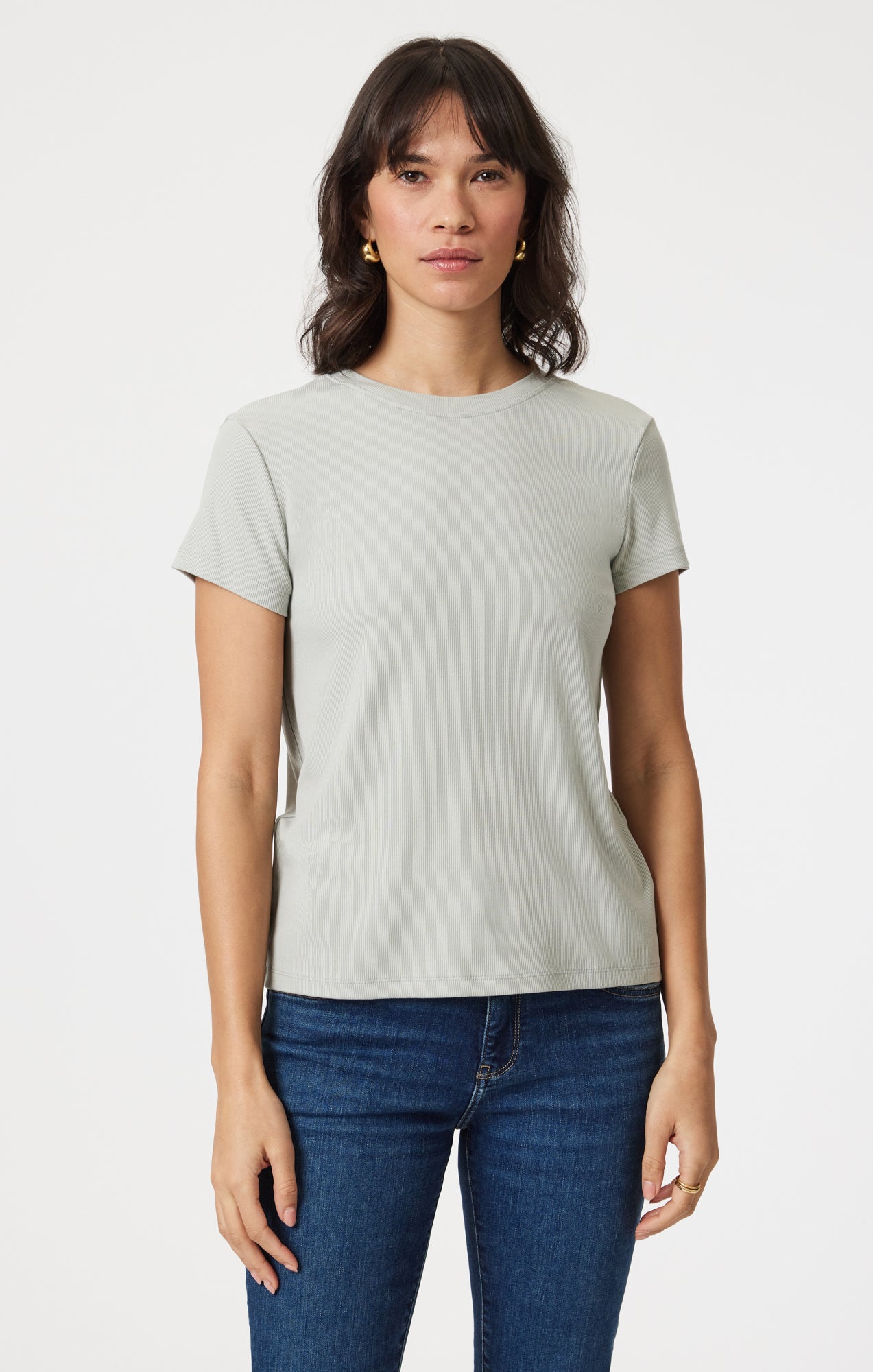 LUXE TOUCH TENCEL™ RIBBED T-SHIRT IN PIGEON - Mavi Jeans
