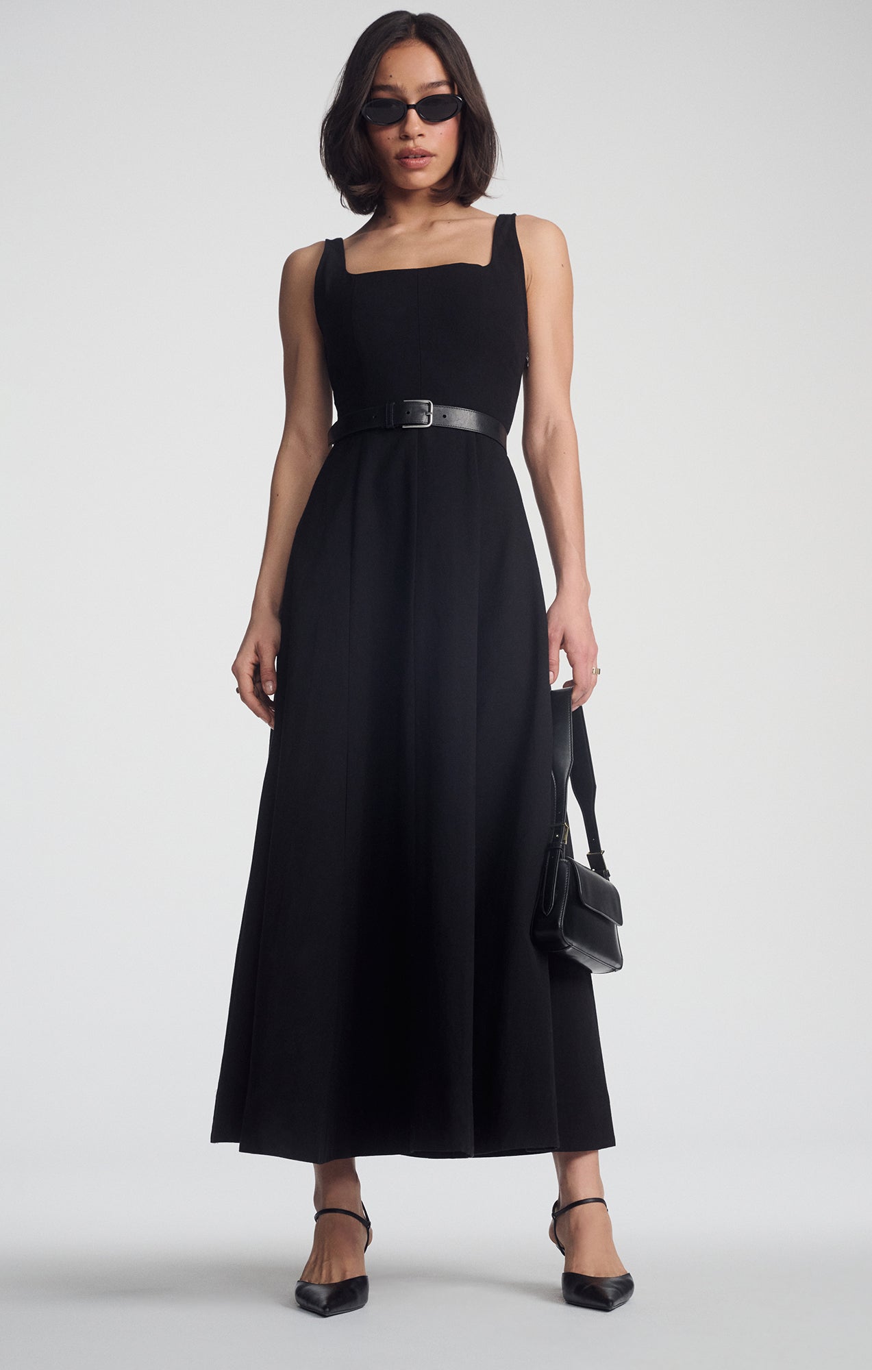 SQUARE NECK MAXI DRESS IN BLACK - Mavi Jeans