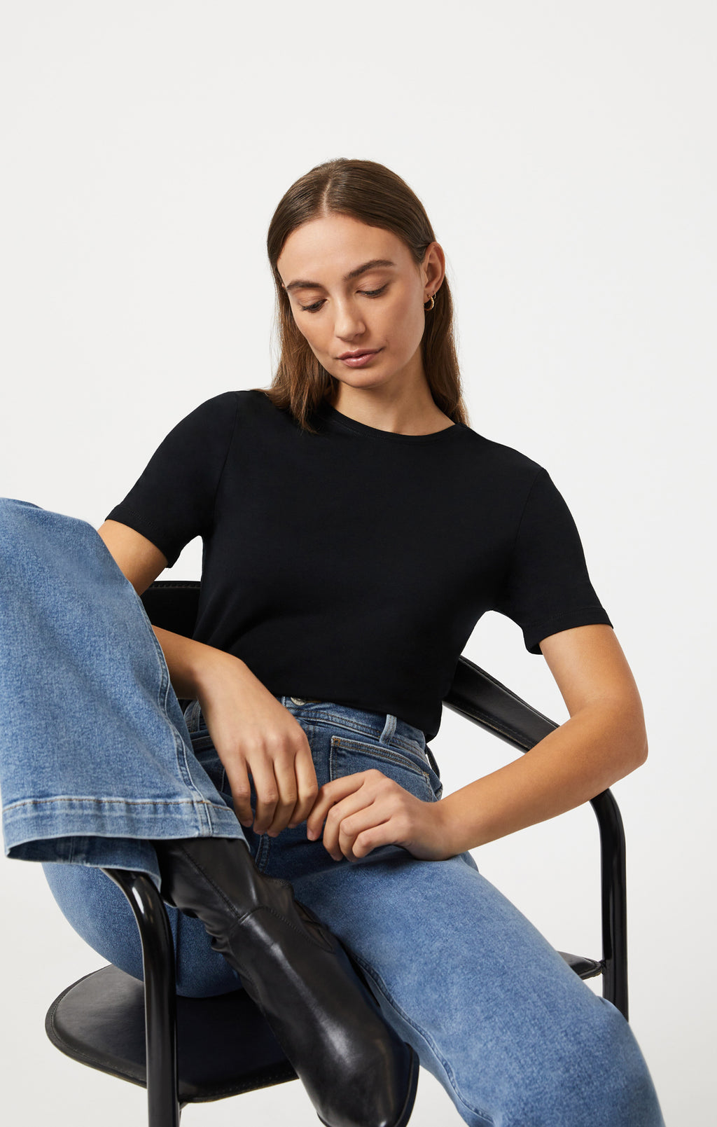 LUXE CREW NECK T-SHIRT IN BLACK - Mavi Jeans