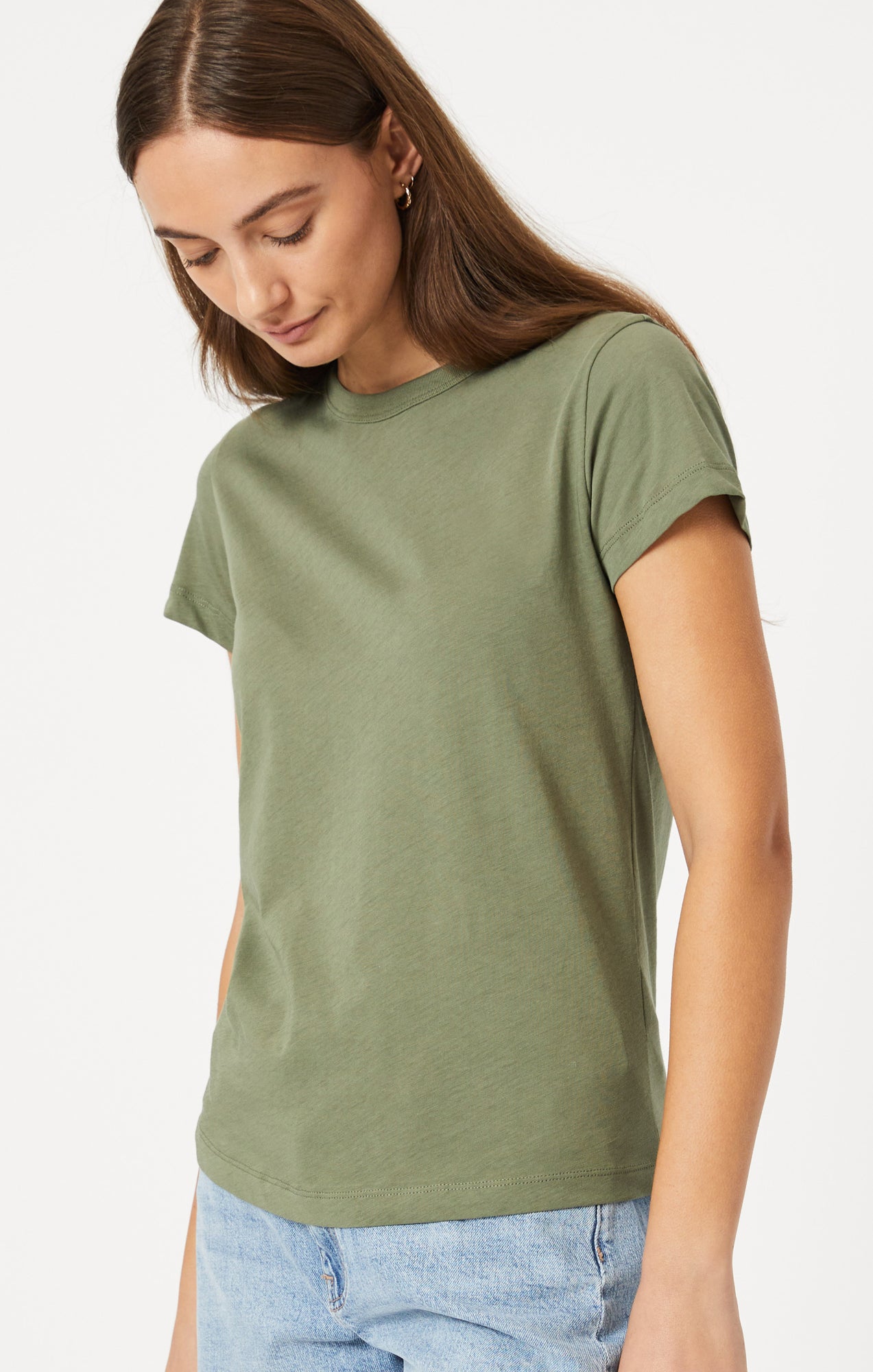 SLIM CREW NECK T-SHIRT IN DEEP LICHEN GREEN - Mavi Jeans