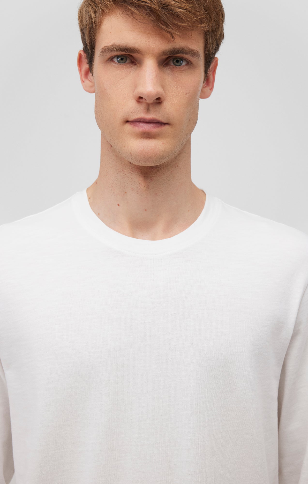 LONG SLEEVE CREW NECK T-SHIRT IN ANTIQUE WHITE - Mavi Jeans