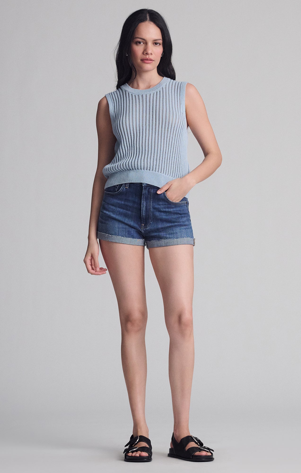 KNIT TANK TOP IN NIAGARA MIST - Mavi Jeans