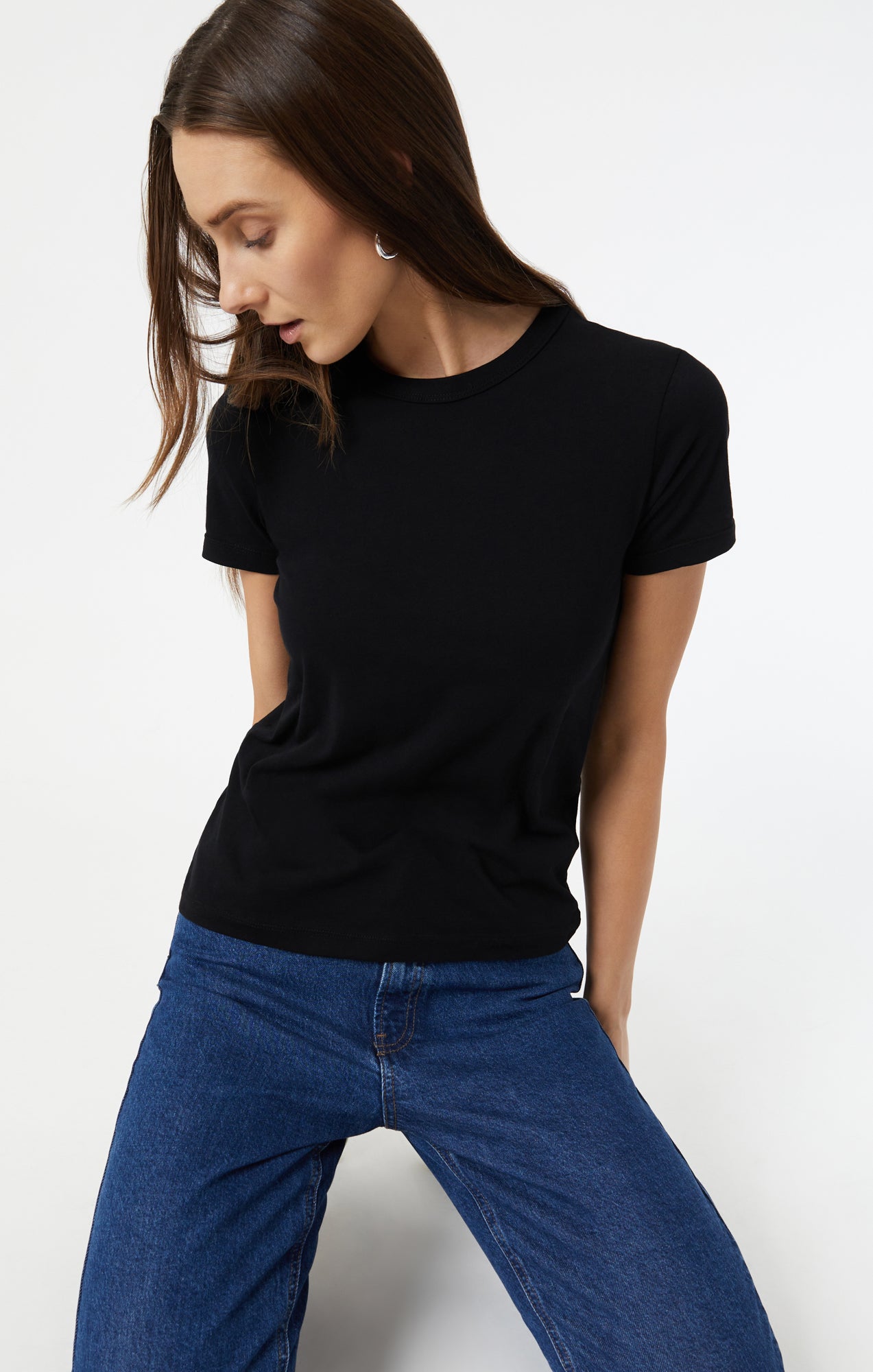 SLIM CREW NECK T-SHIRT IN BLACK - Mavi Jeans