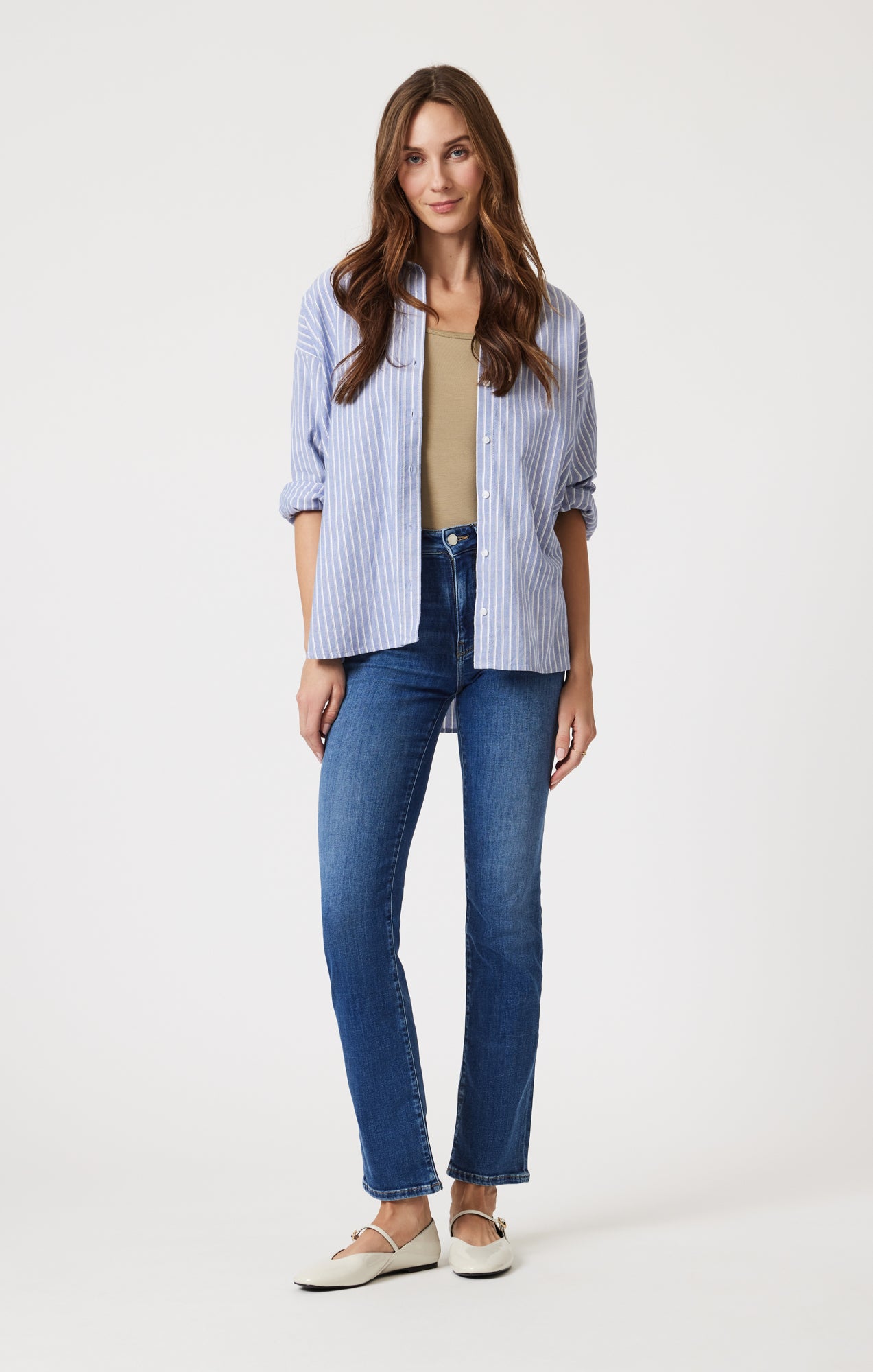 KENDRA STRAIGHT LEG IN DARK BRUSHED FEATHER BLUE - Mavi Jeans
