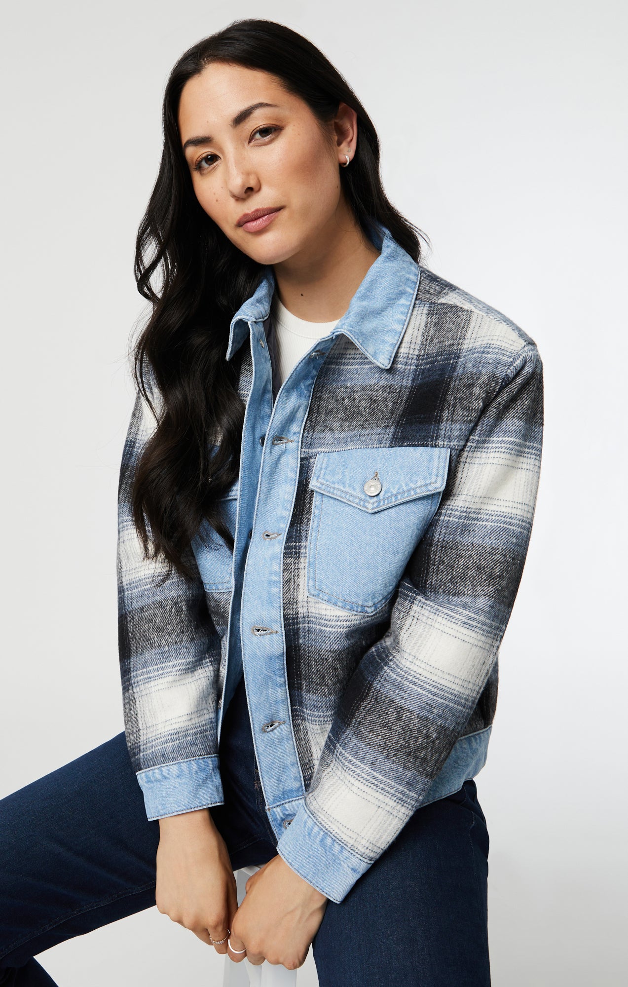 Grey plaid jacket clearance womens