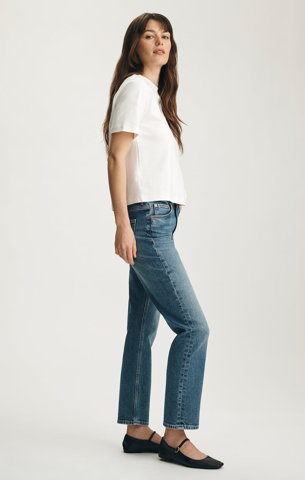 NEW YORK STRAIGHT LEG IN MID BRUSHED CLASSIC BLUE - Mavi Jeans