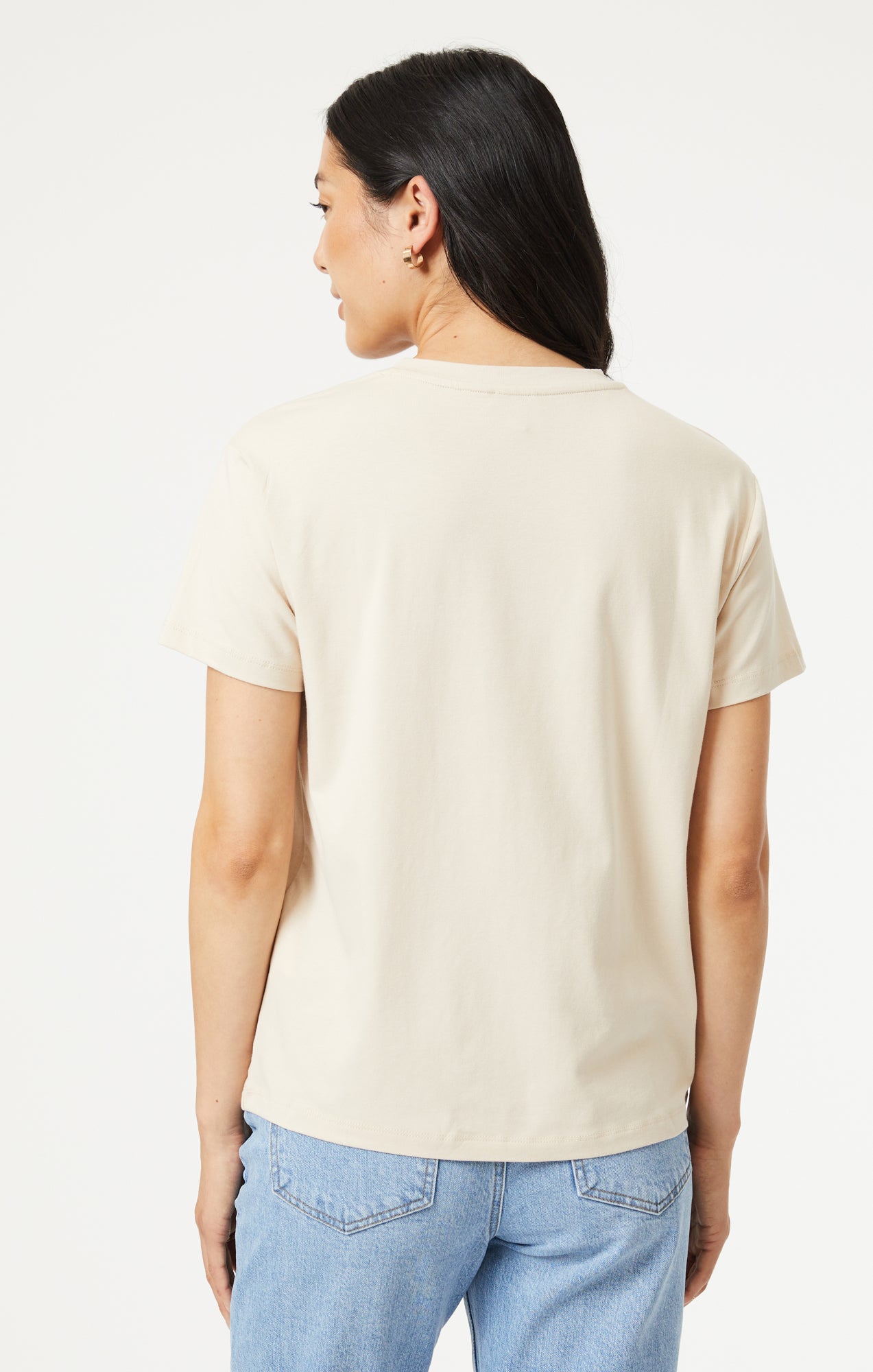 Mavi Women's Crew Neck T-Shirt In Beige Natural Dye