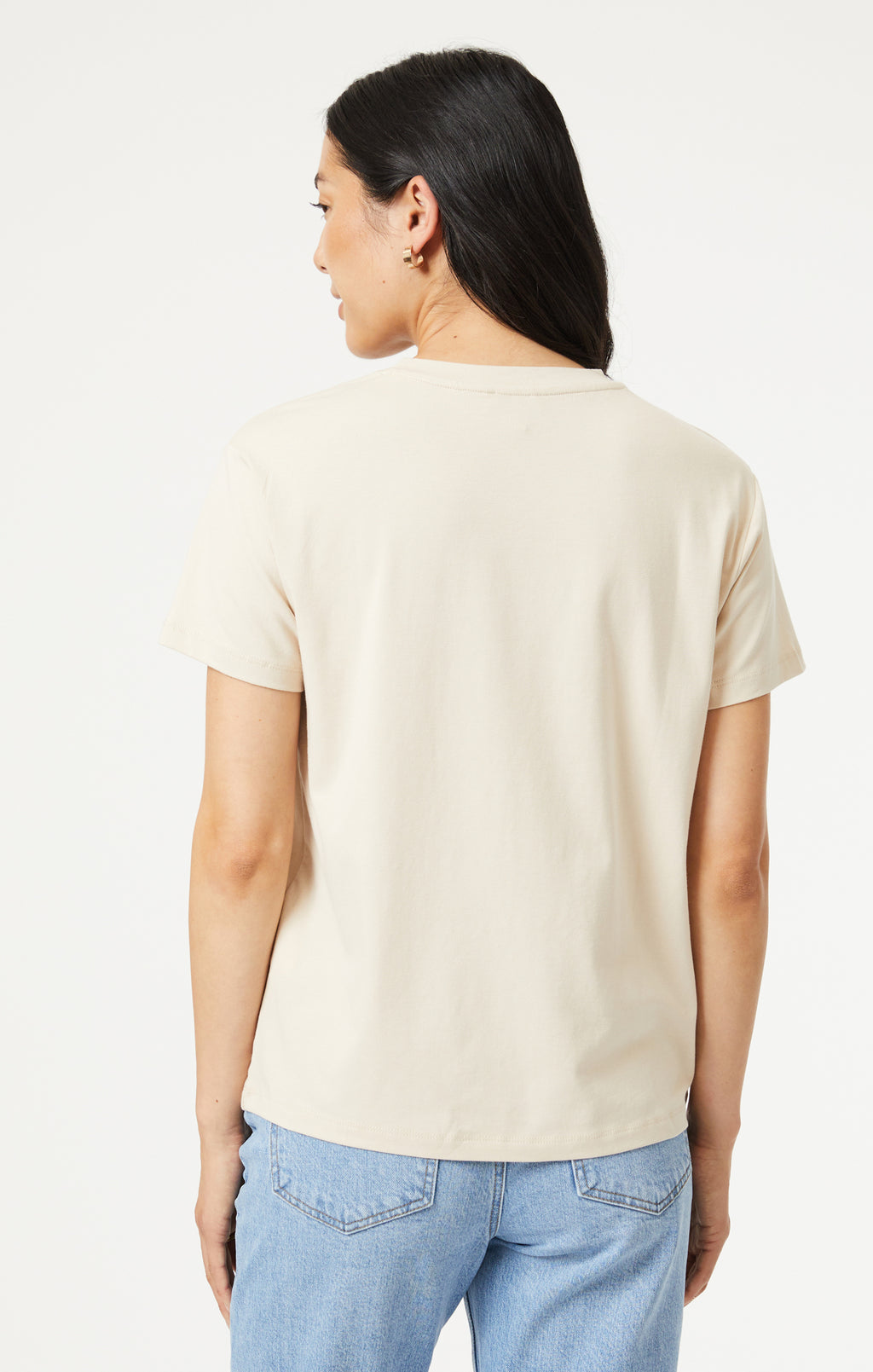 CREW NECK T-SHIRT IN BEIGE NATURAL DYE - Mavi Jeans