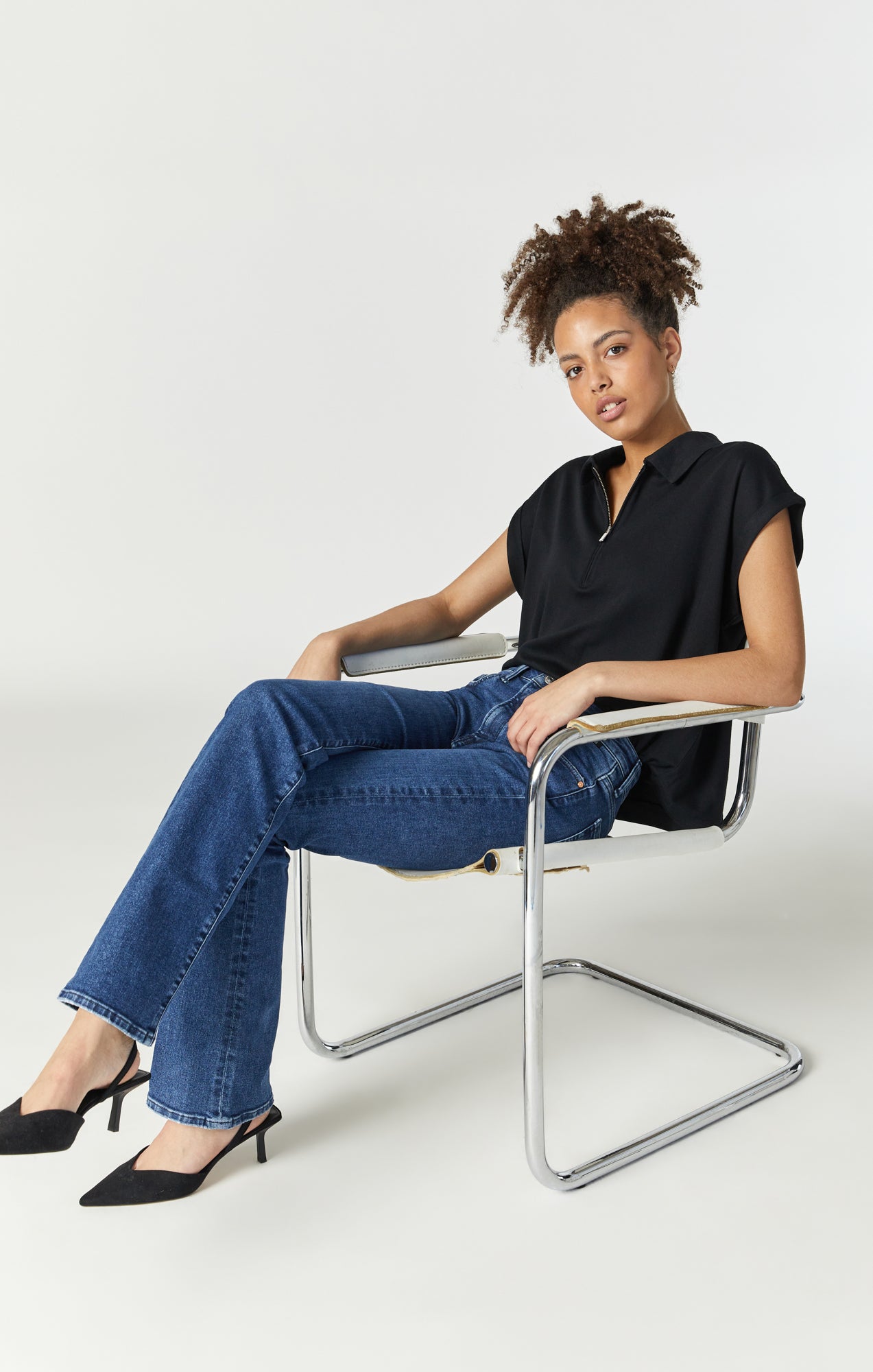 ★ ★ Women's Flare Fit Mid Blue Fleece Denim Mavi Women's Maria Flare Jeans In Mid Flex Blue