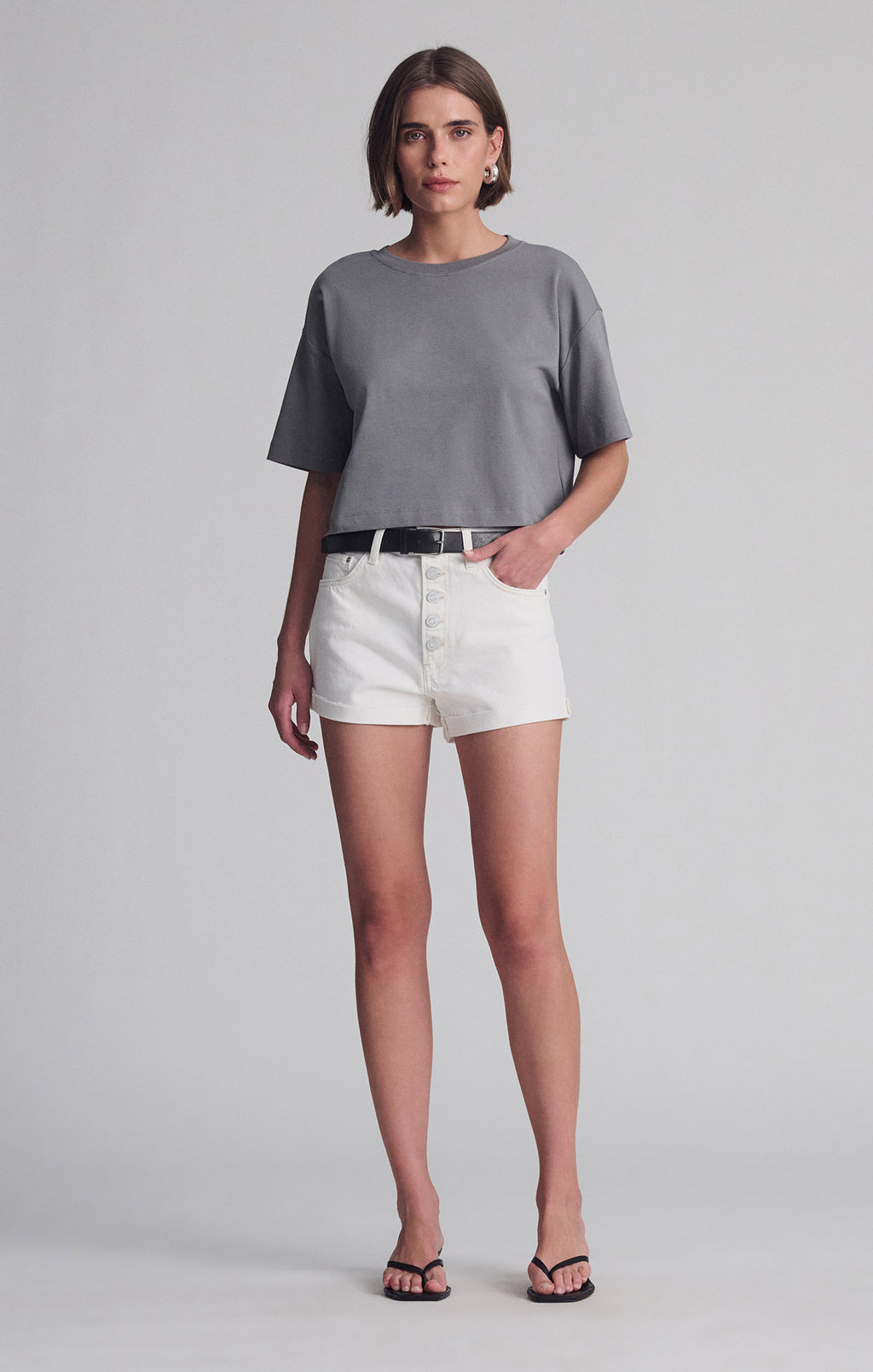 SPORTY LUXE CREW NECK T-SHIRT IN SILENT STORM - Mavi Jeans