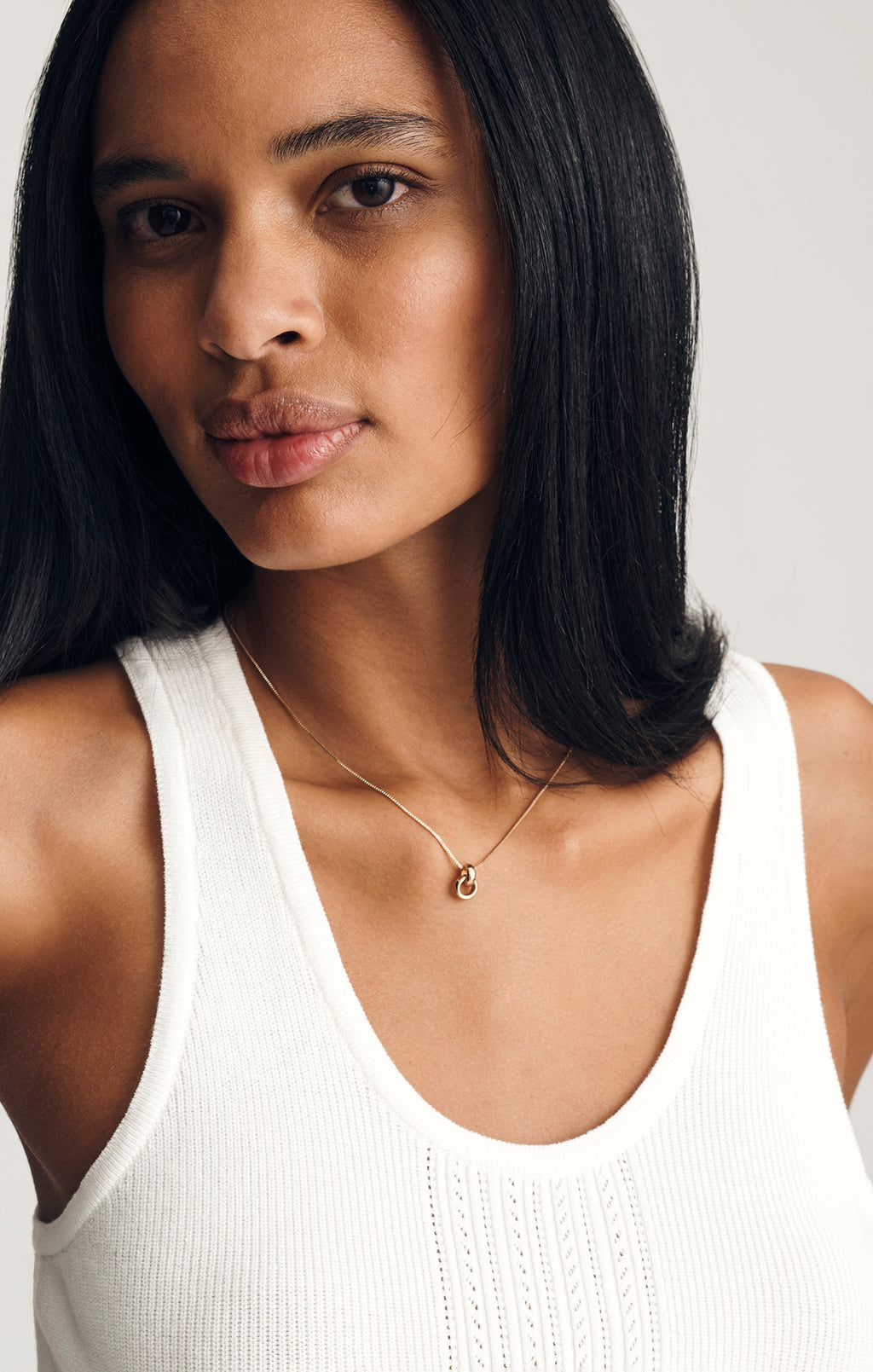 POINTELLE TANK TOP SWEATER IN ANTIQUE WHITE - Mavi Jeans