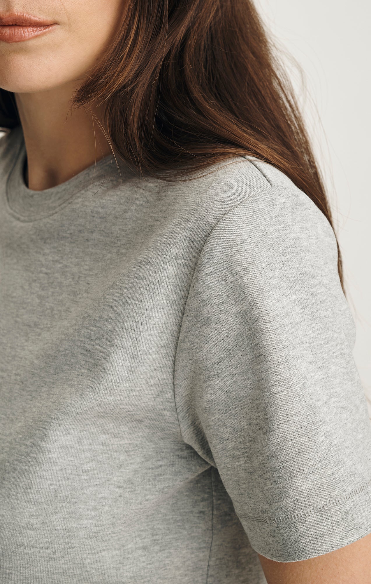 NINA CREW NECK T-SHIRT IN GREY MELANGE - Mavi Jeans