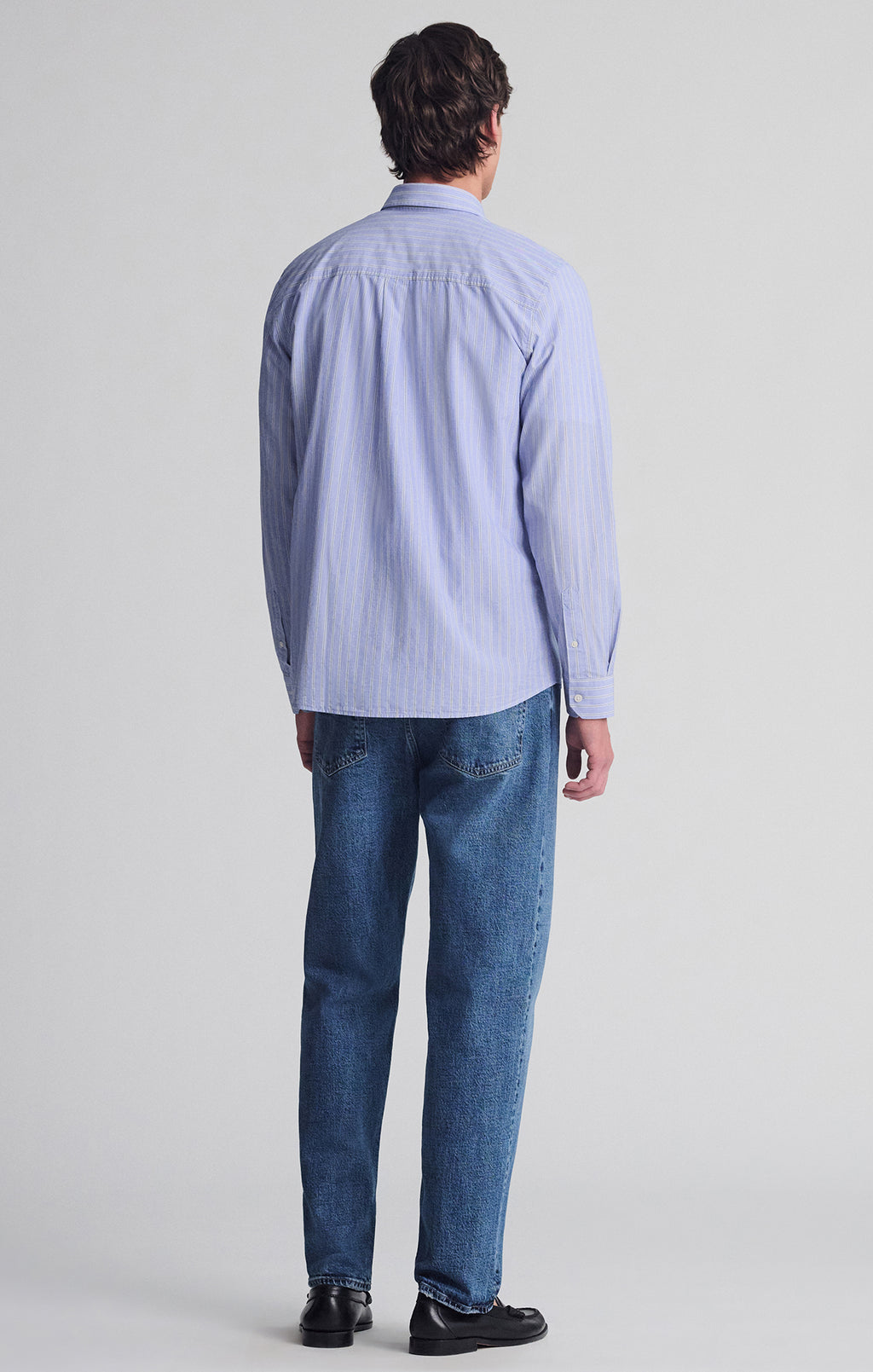 STRIPED LONG SLEEVE BUTTON-UP SHIRT IN HEATHER - Mavi Jeans