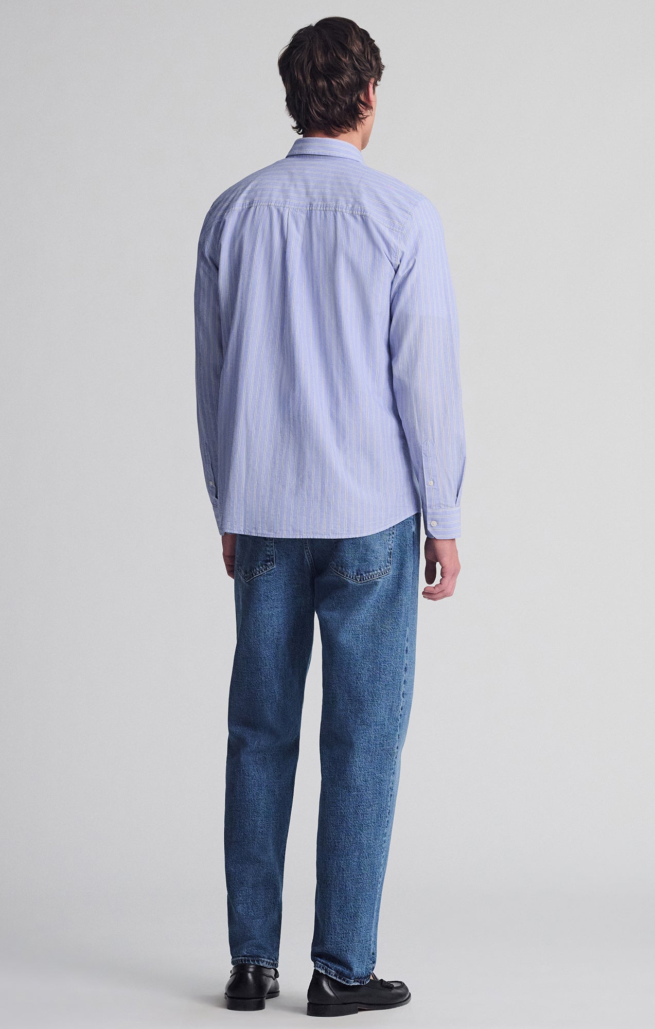 STRIPED LONG SLEEVE BUTTON-UP SHIRT IN HEATHER - Mavi Jeans