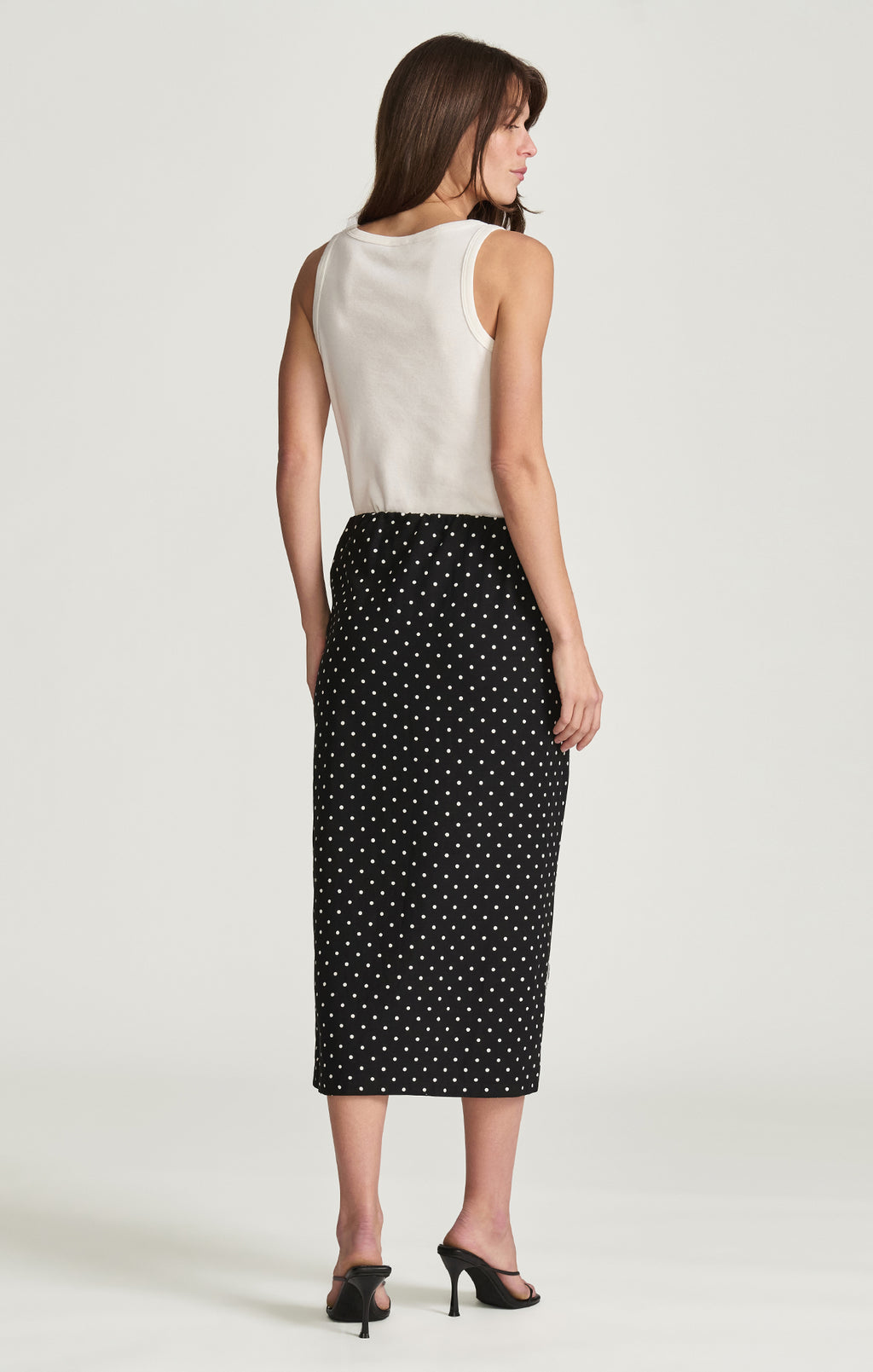WOVEN WRAP MIDI SKIRT IN BLACK POLKA DOT PRINTED - Mavi Jeans