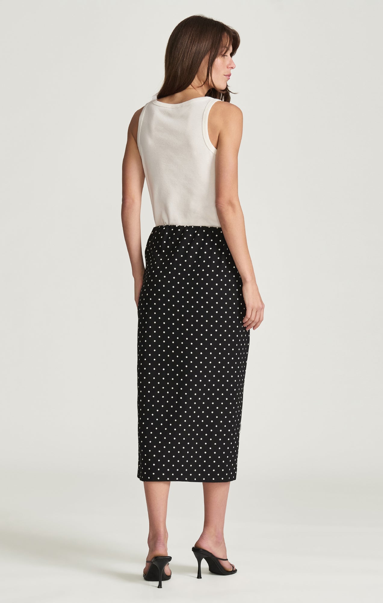 WOVEN WRAP MIDI SKIRT IN BLACK POLKA DOT PRINTED - Mavi Jeans