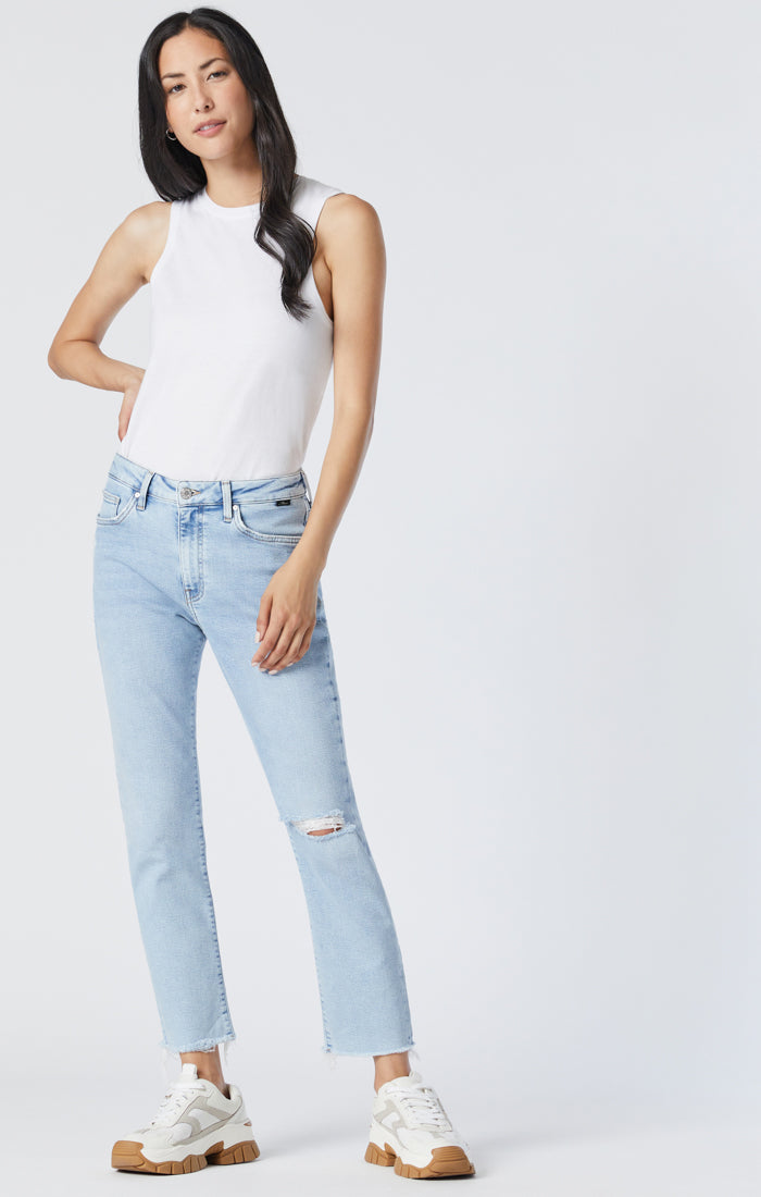 VIOLA STRAIGHT LEG JEANS IN LIGHT RIPPED RECYCLED BLUE - Mavi Jeans