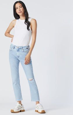 VIOLA STRAIGHT LEG JEANS IN LIGHT RIPPED RECYCLE BLUE - Mavi Jeans