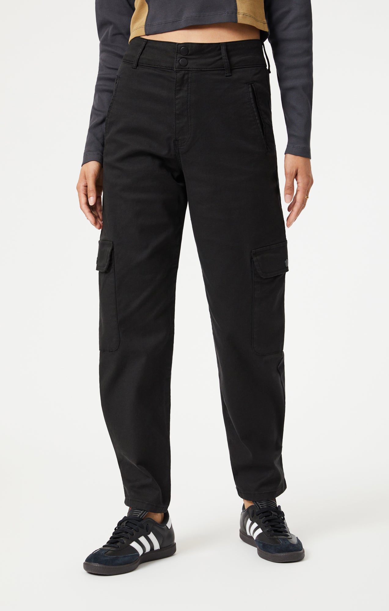 ELSIE CARGO PANTS IN BLACK LUXE TWILL - Mavi Jeans