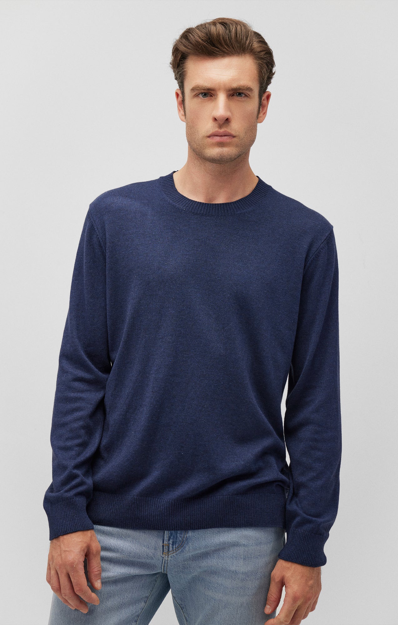 CREW NECK SWEATER IN BLACK IRIS - Mavi Jeans