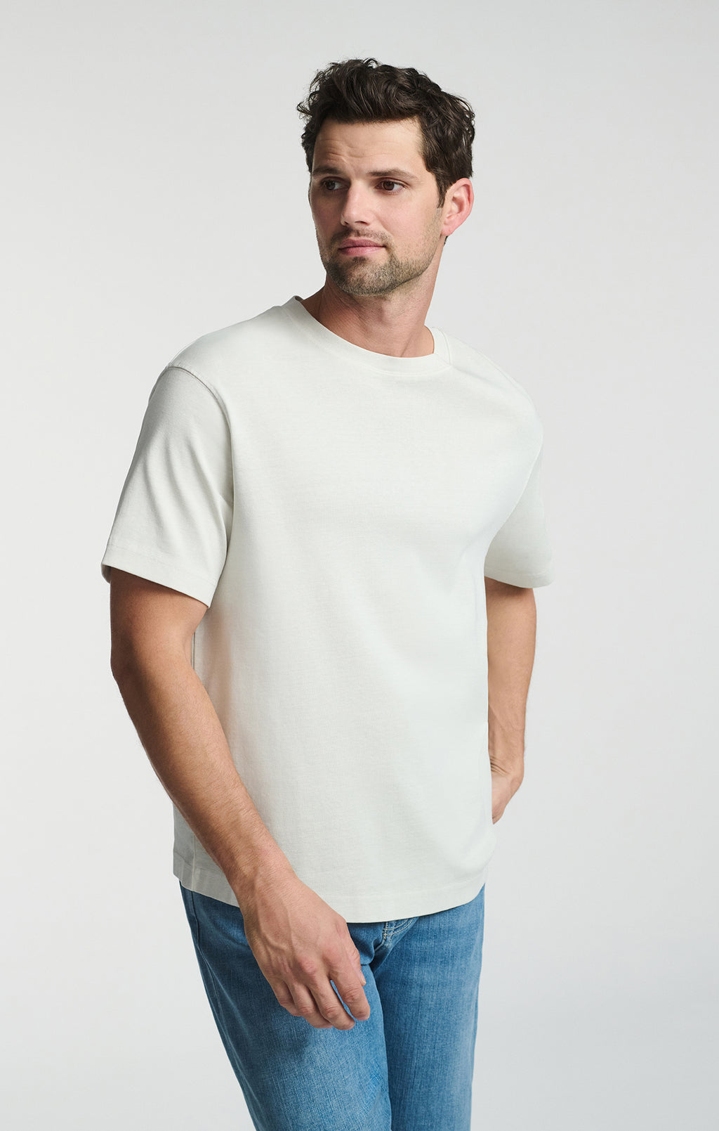 SHORT SLEEVE CREW NECK T-SHIRT IN FOGGY DEW - Mavi Jeans