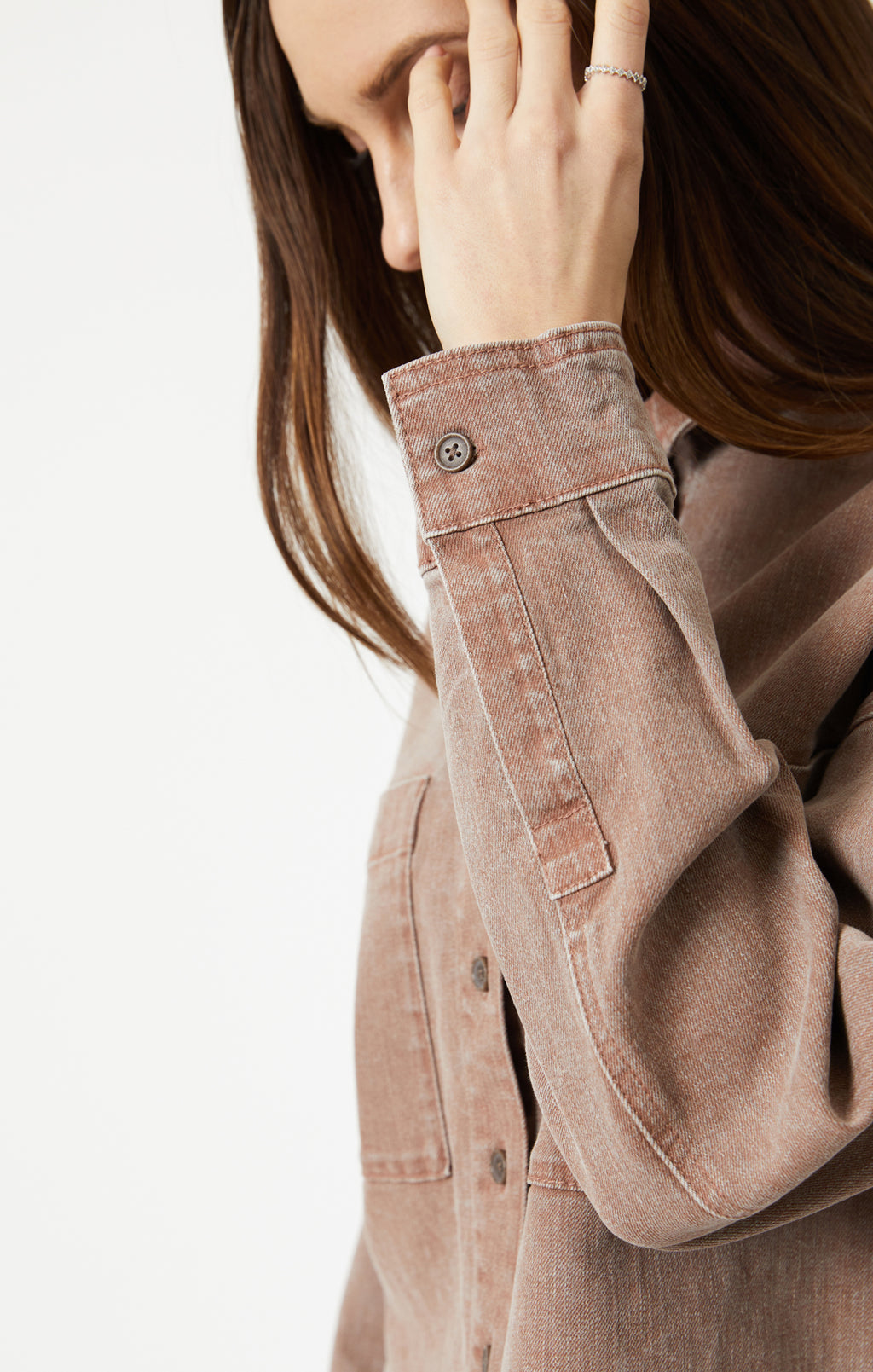VIVI CROP LONG SLEEVE SHIRT IN ROSE NATURAL DYE - Mavi Jeans