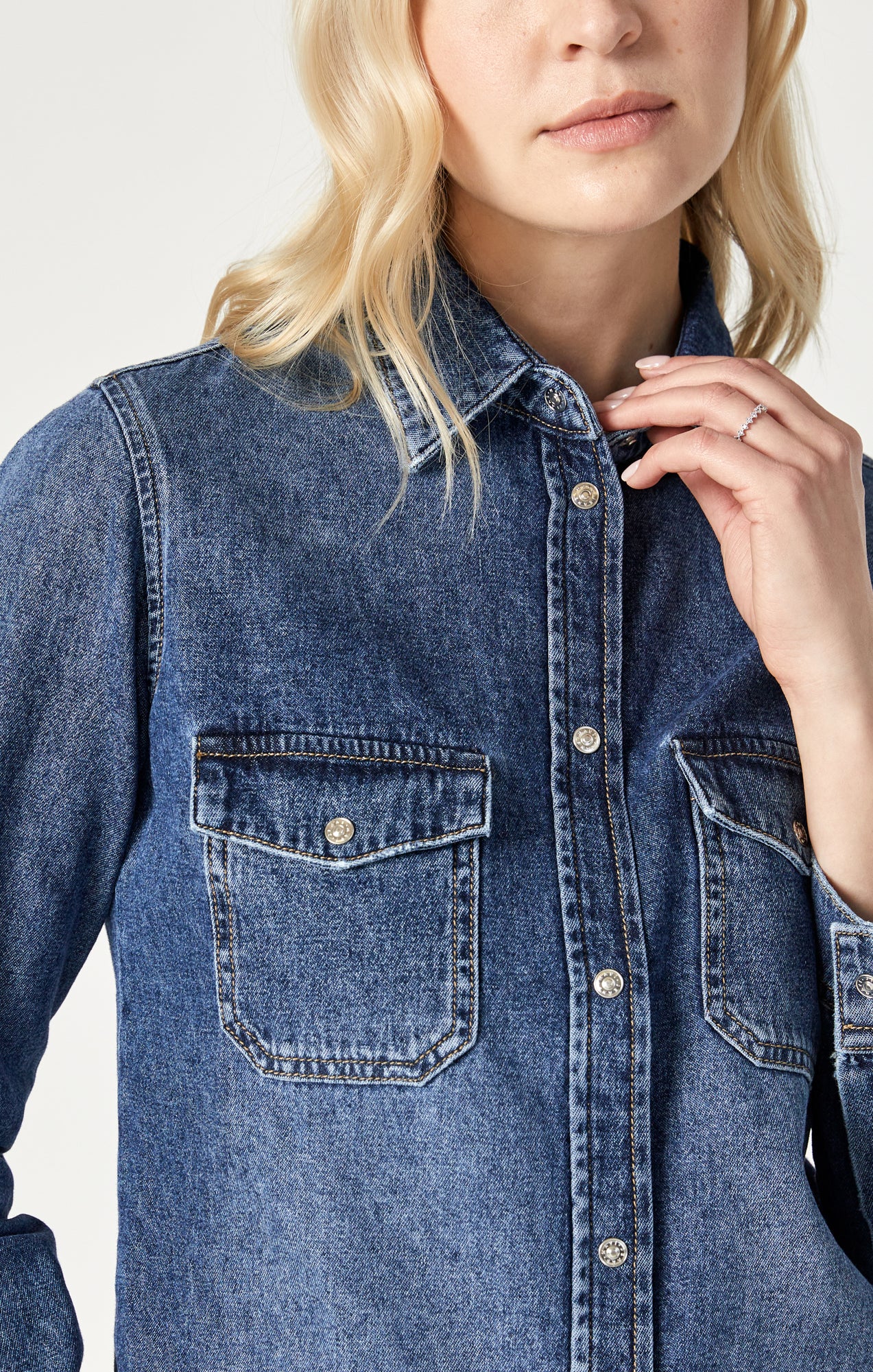 Stretch denim shirt store womens