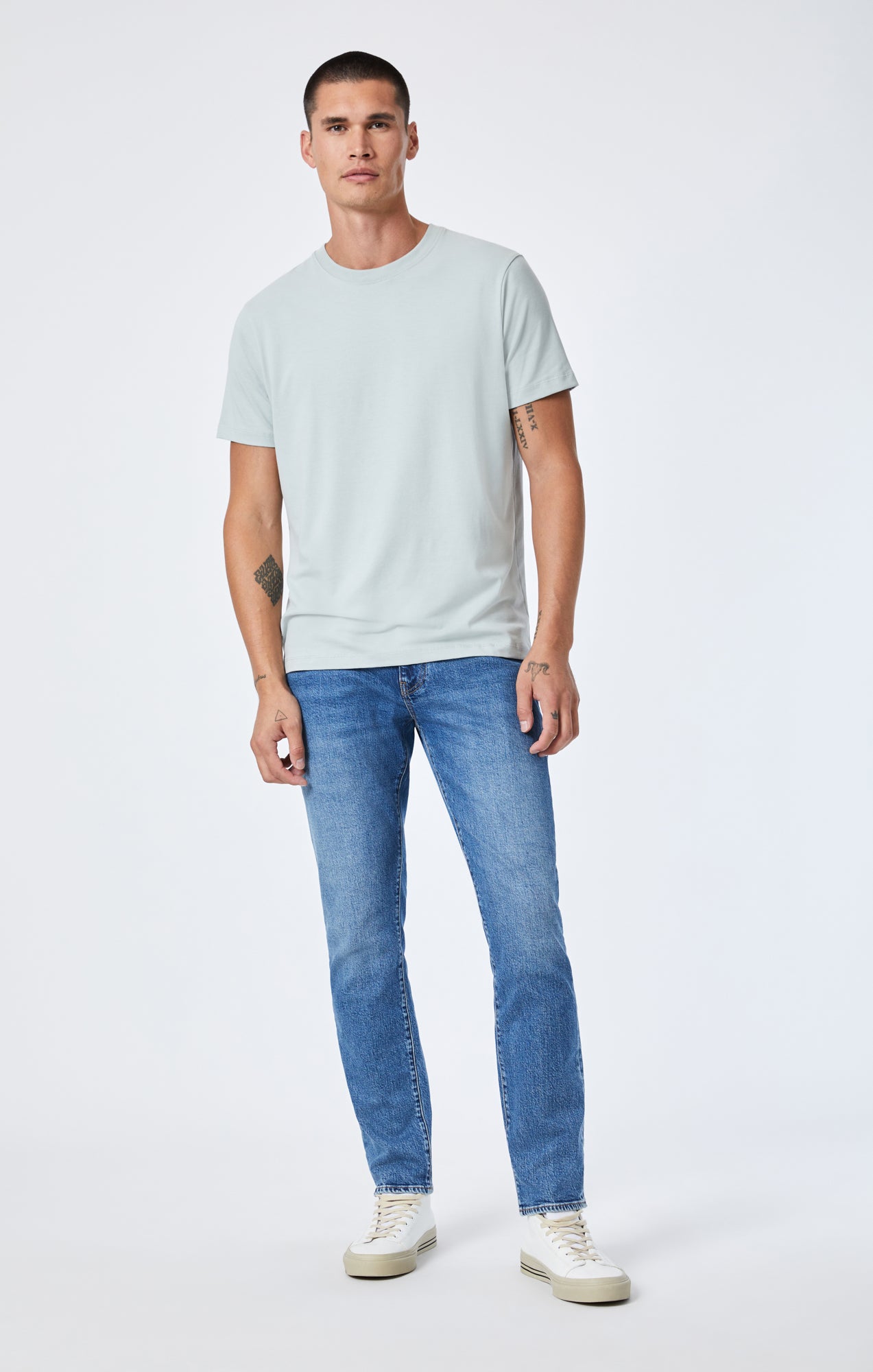 CREW NECK T-SHIRT IN SLATE GREY NATURAL DYE - Mavi Jeans