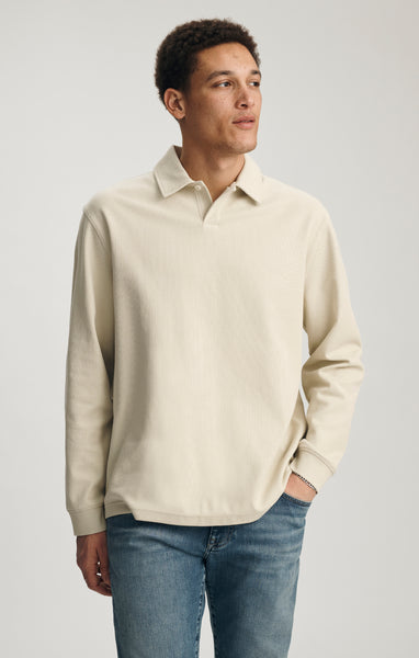 Mavi Men's Jacquard Interlock Polo Sweatshirt In Overcast – Mavi