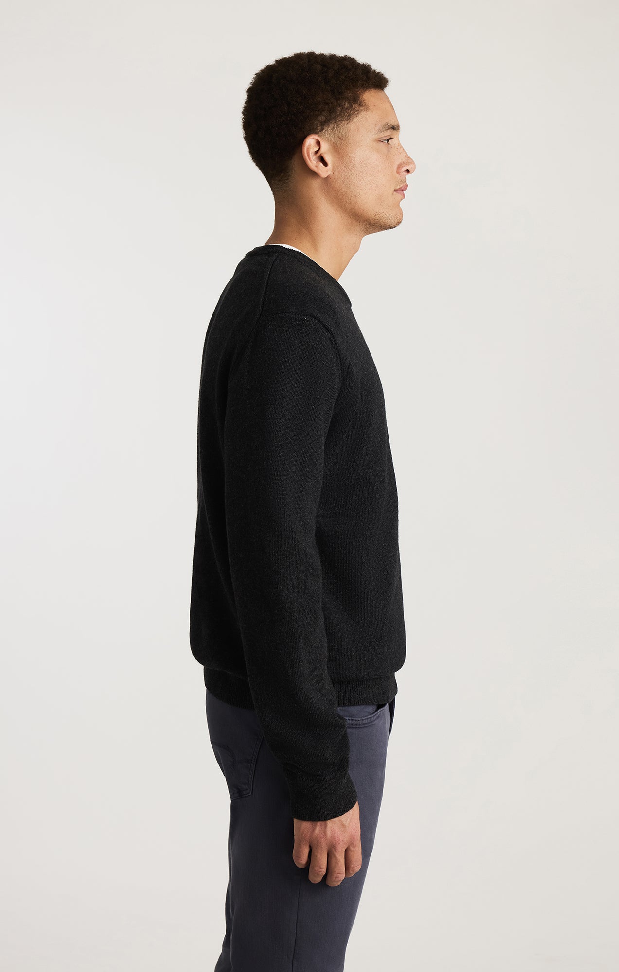 CREW NECK SWEATER IN ANTHRACITE MELANGE - Mavi Jeans