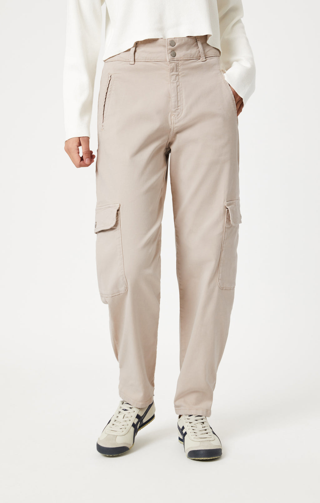 ELSIE CARGO PANTS IN SILVER GREY LUXE TWILL - Mavi Jeans