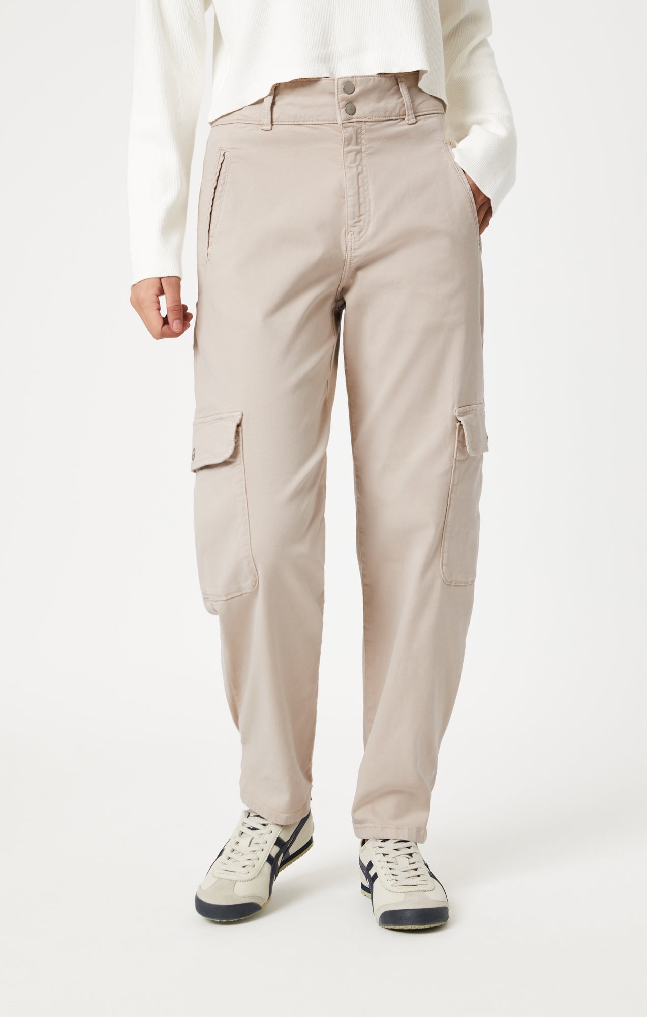 ELSIE CARGO PANTS IN SILVER GREY LUXE TWILL - Mavi Jeans