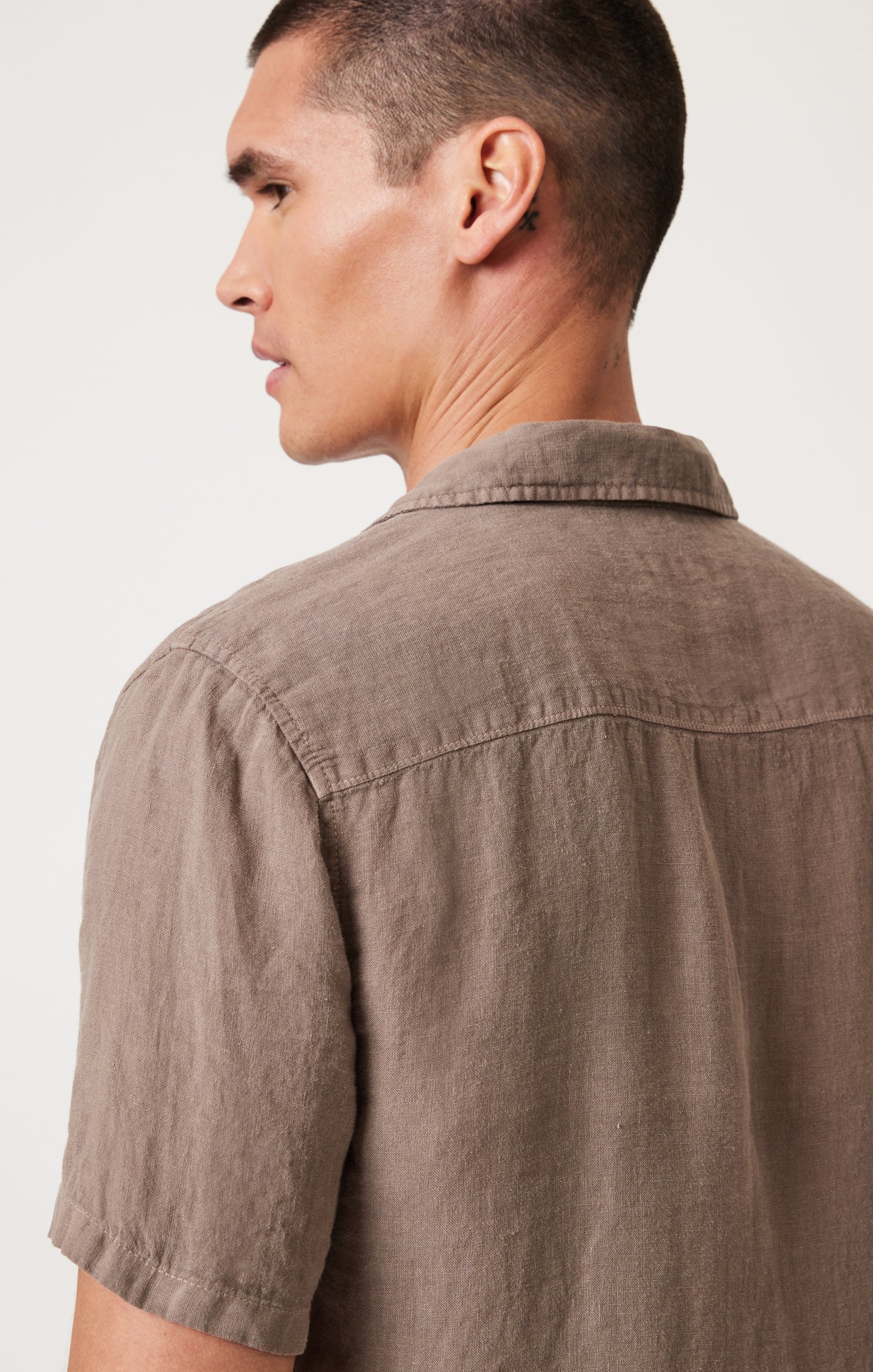 LINEN SHORT SLEEVE SHIRT IN BRINDLE - Mavi Jeans