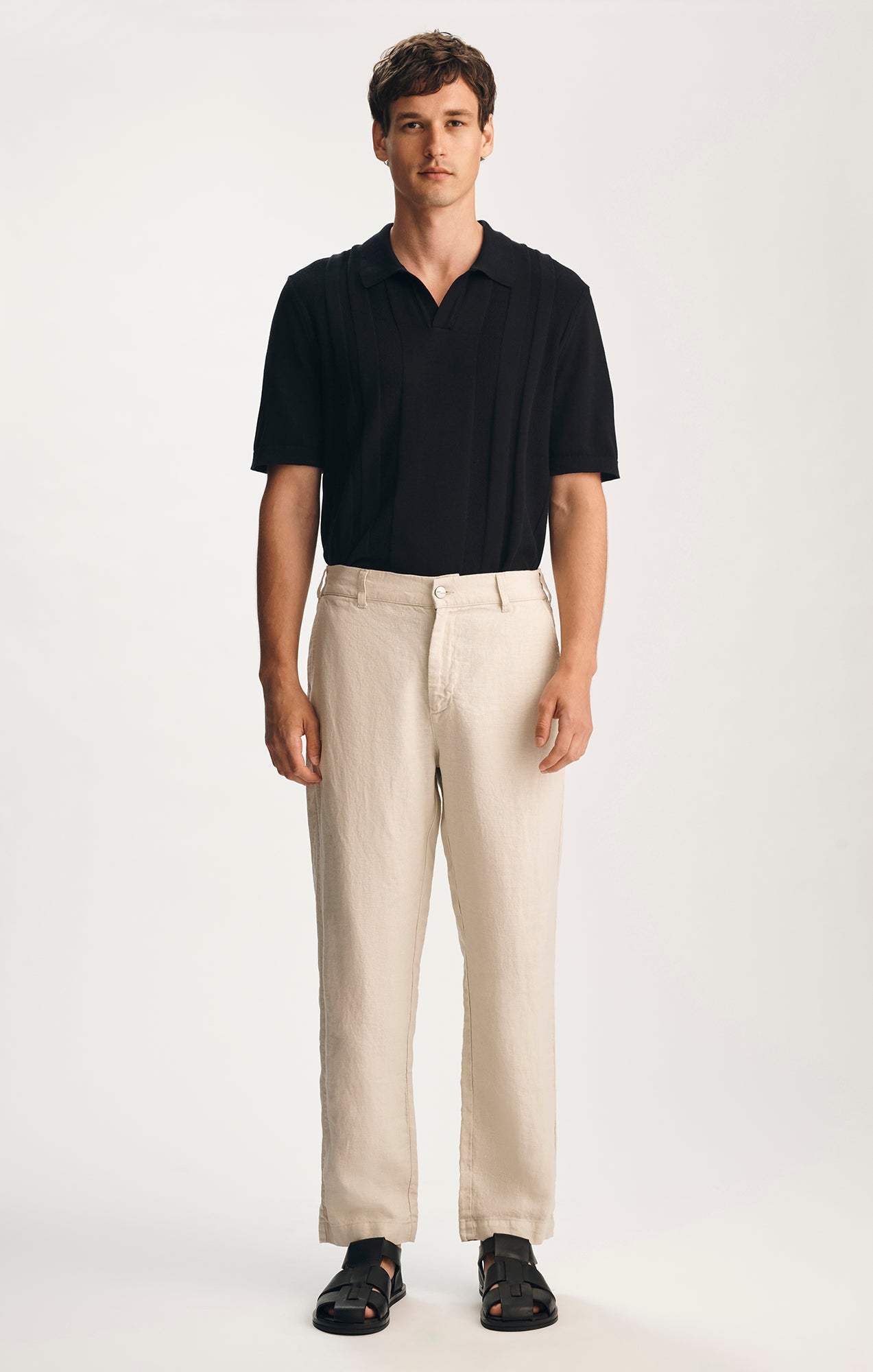 LINEN DRAWSTRING STRAIGHT LEG PANTS IN MOONSTRUCK - Mavi Jeans