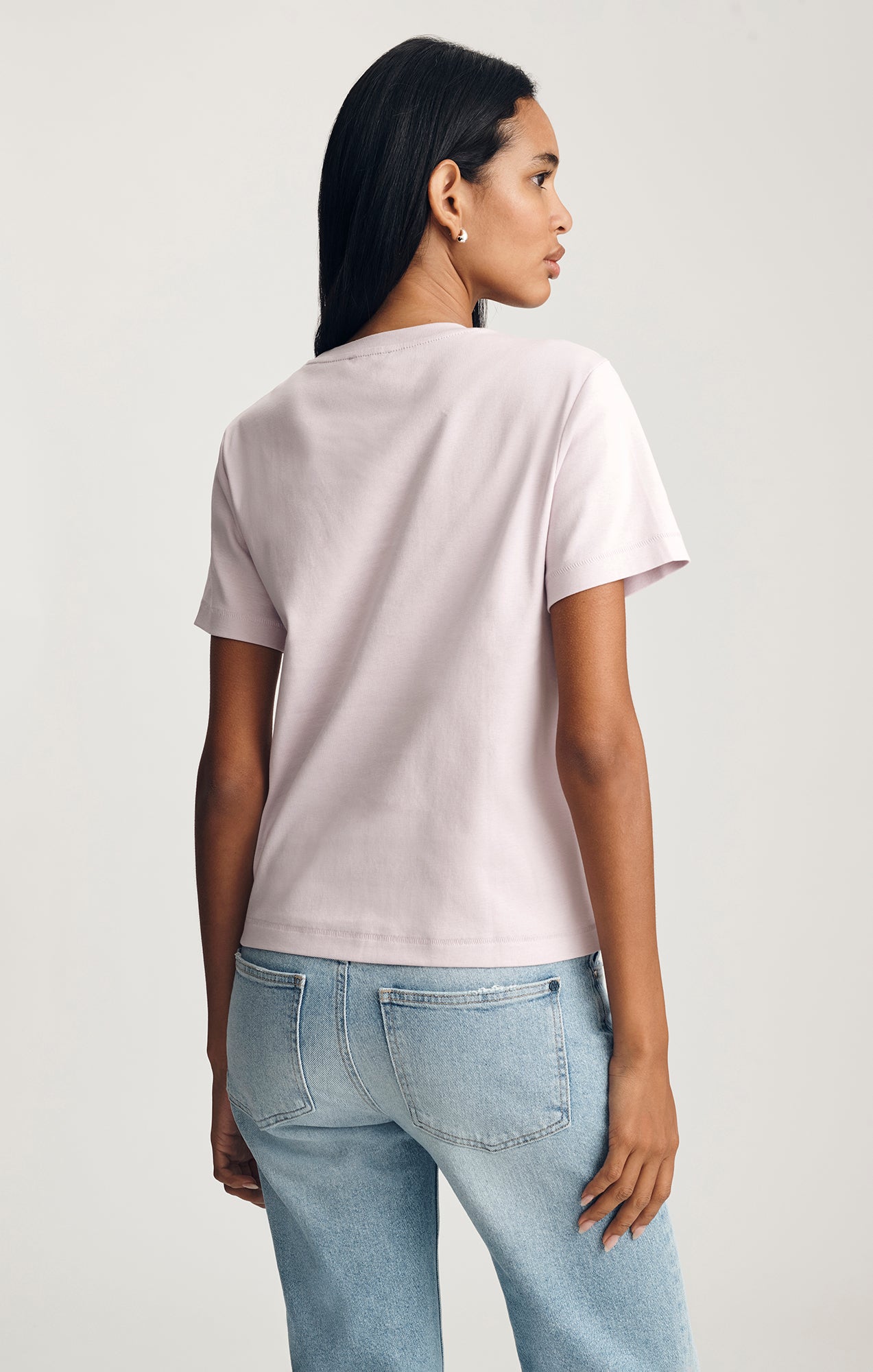 NINA CREW NECK T-SHIRT IN ORCHID HUSH - Mavi Jeans