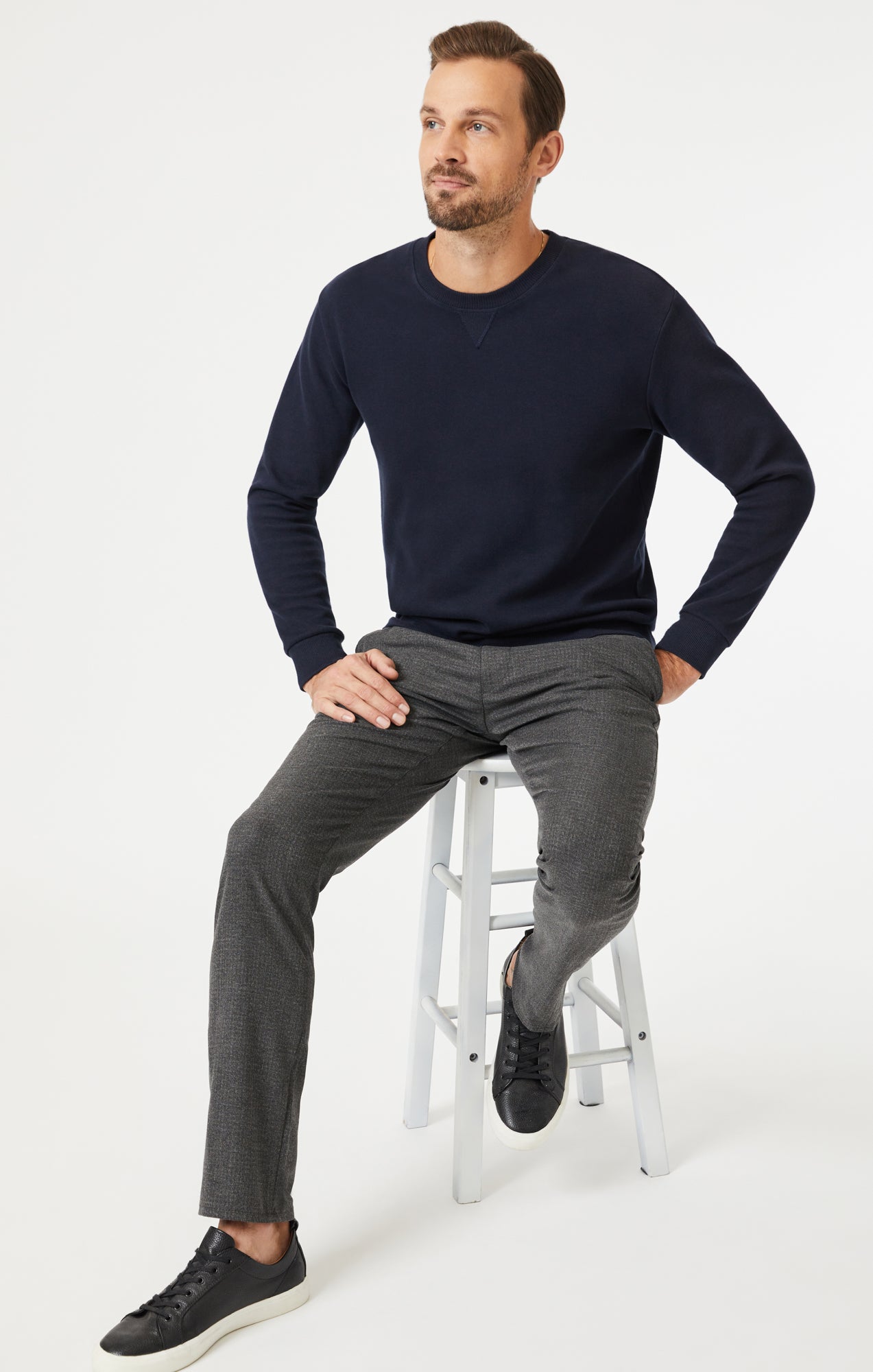 JOHNNY SLIM LEG CHINO IN CHARCOAL FEATHER TWEED - Mavi Jeans