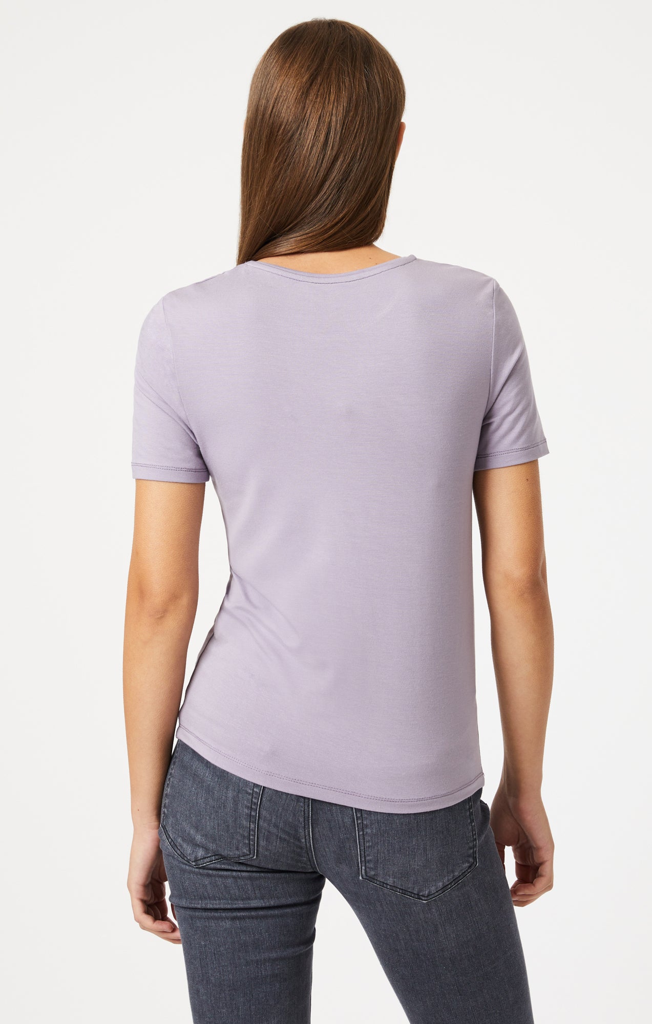 LUXE CREW NECK T-SHIRT IN LAVENDER GRAY - Mavi Jeans