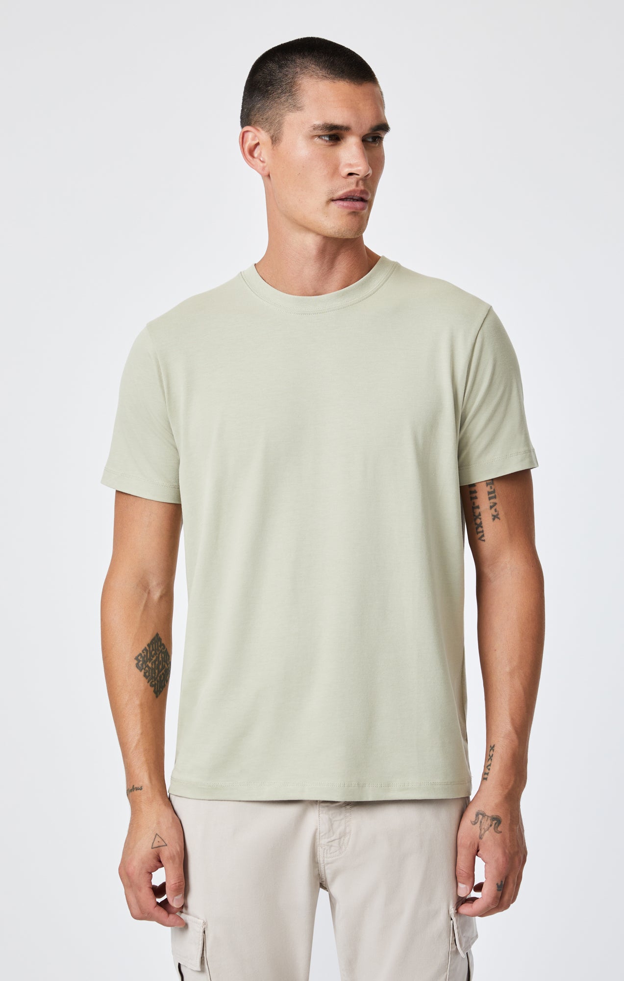 CREW NECK T-SHIRT IN TEA NATURAL DYE - Mavi Jeans