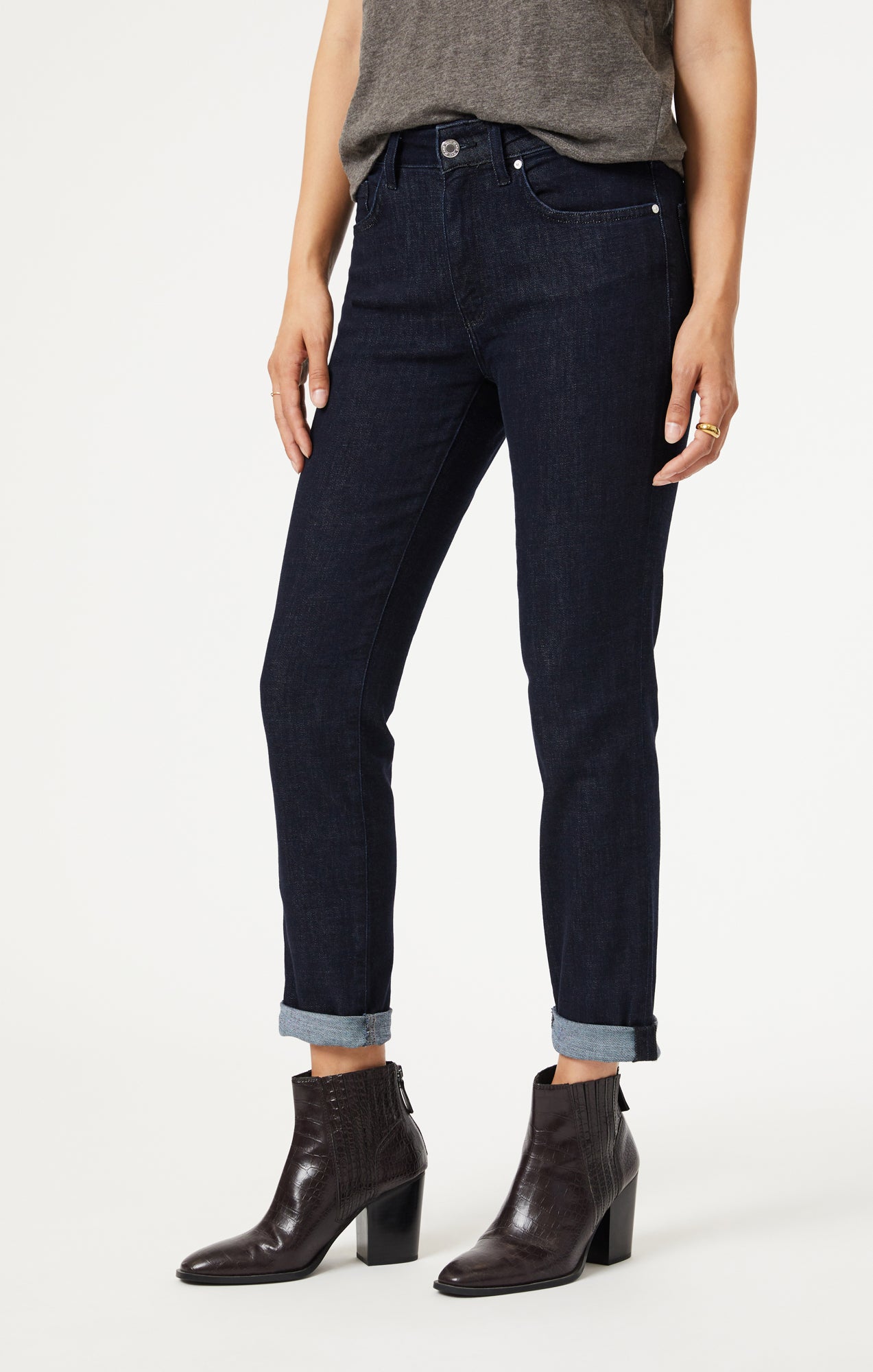 KATHLEEN SLIM BOYFRIEND IN SOLID RINSE FEATHER BLUE - Mavi Jeans