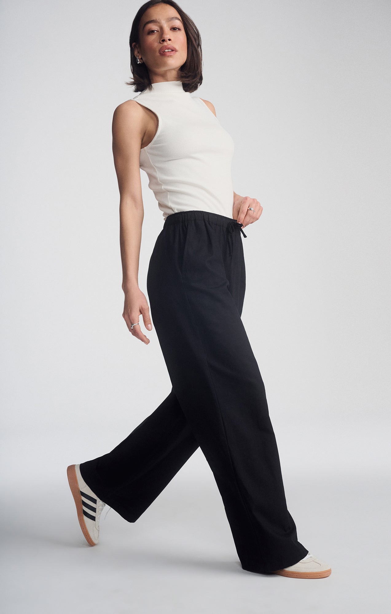 WOVEN LINEN PANTS IN BLACK - Mavi Jeans