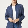 BUTTON-UP LONG SLEEVE SHIRT IN NAVY STRIPED - Mavi Jeans