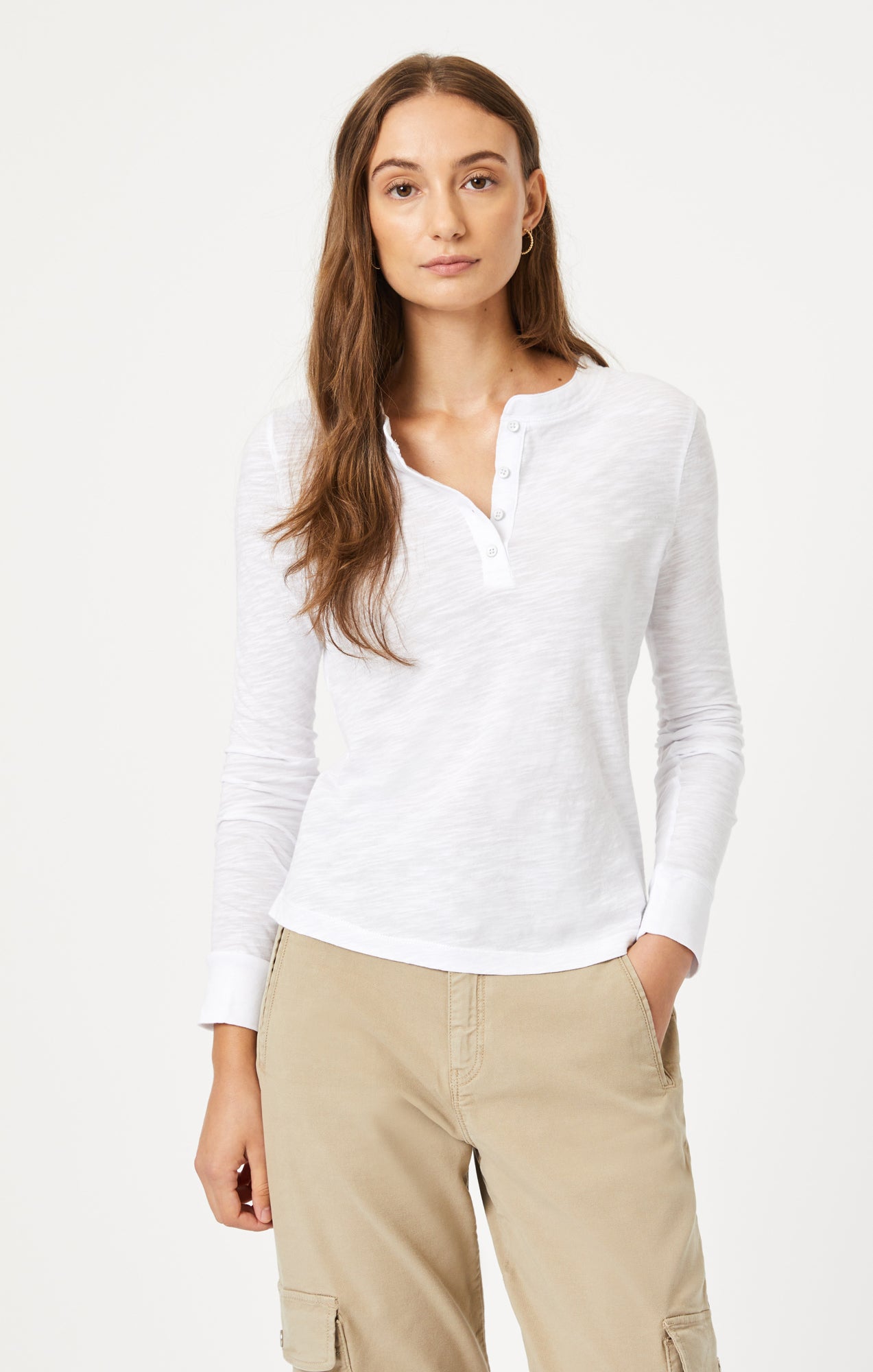 HENLEY T-SHIRT IN WHITE - Mavi Jeans